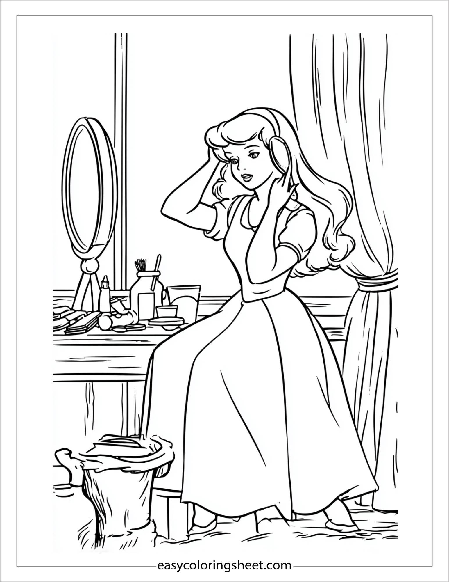 Cinderella brushing hair