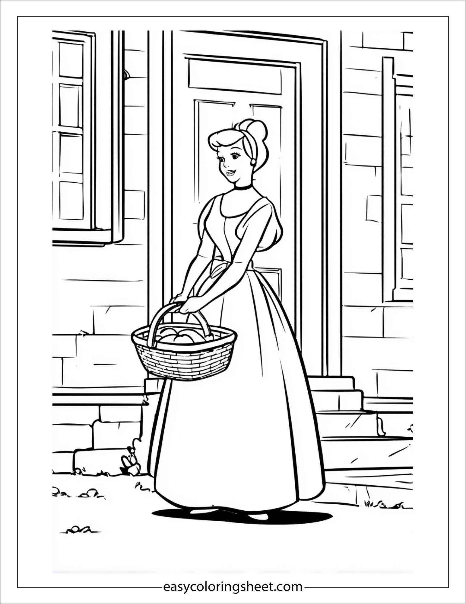 Cinderella carrying laundry basket