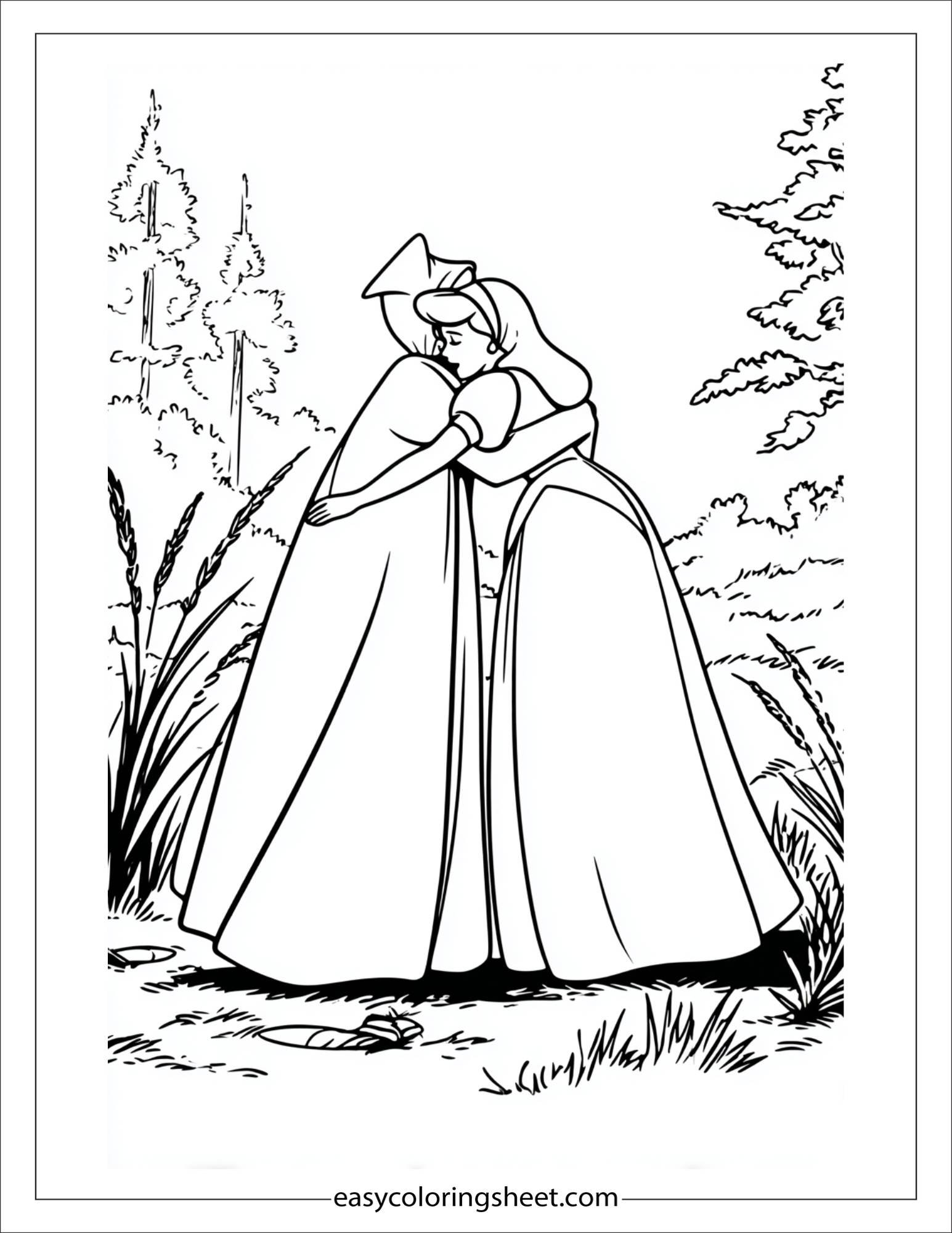 Cinderella hugging fairy godmother