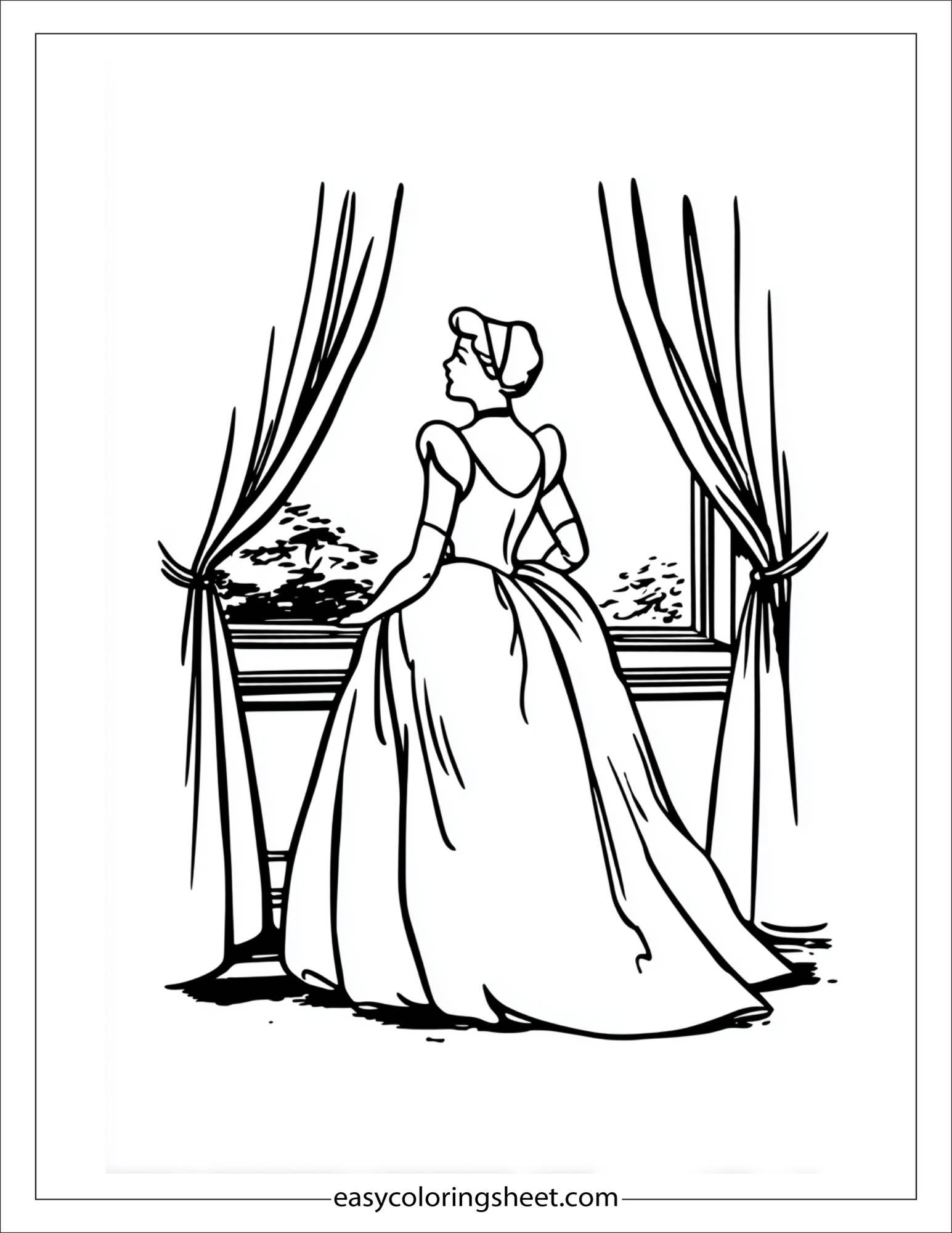 Cinderella looking out the window