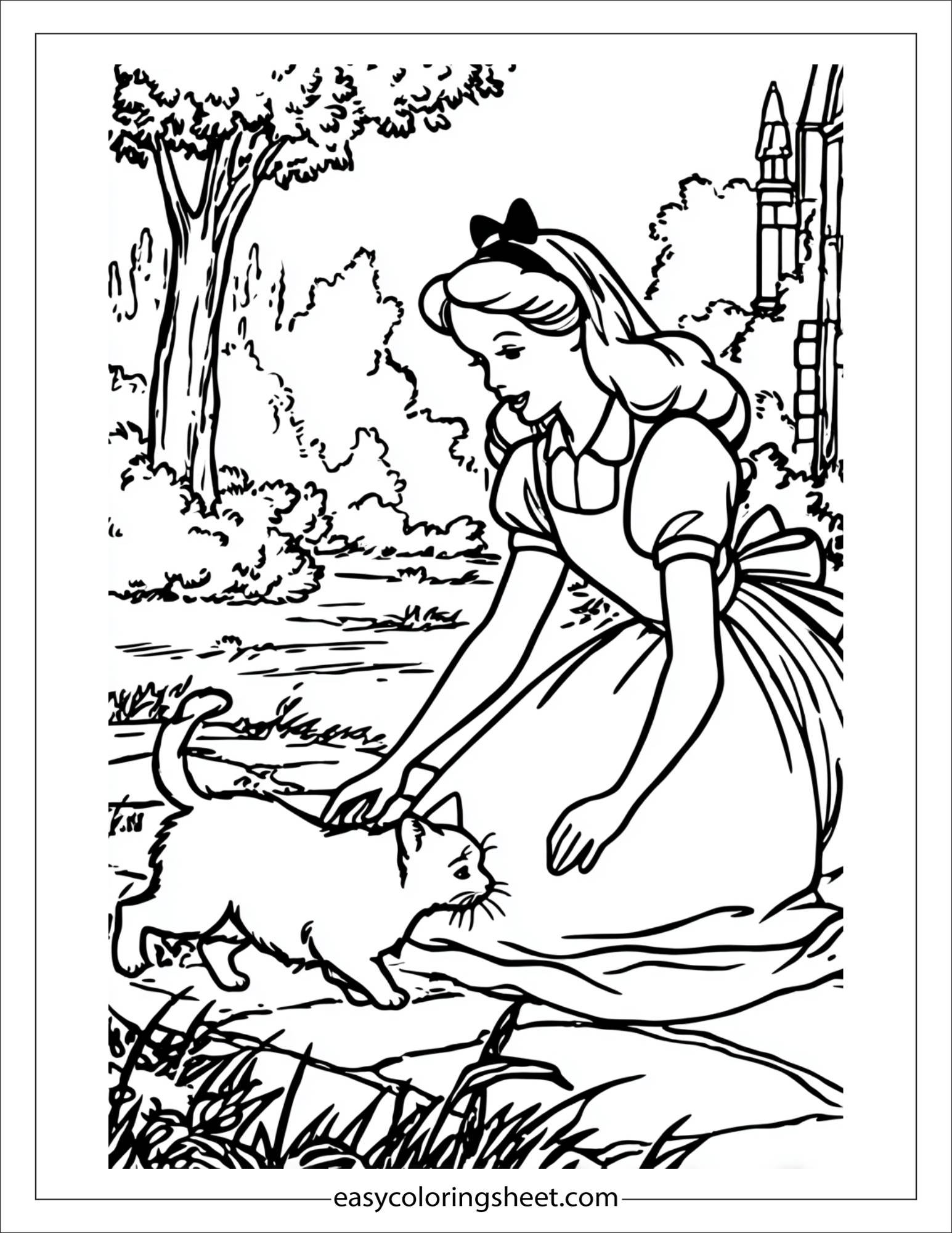 Cinderella petting the cat