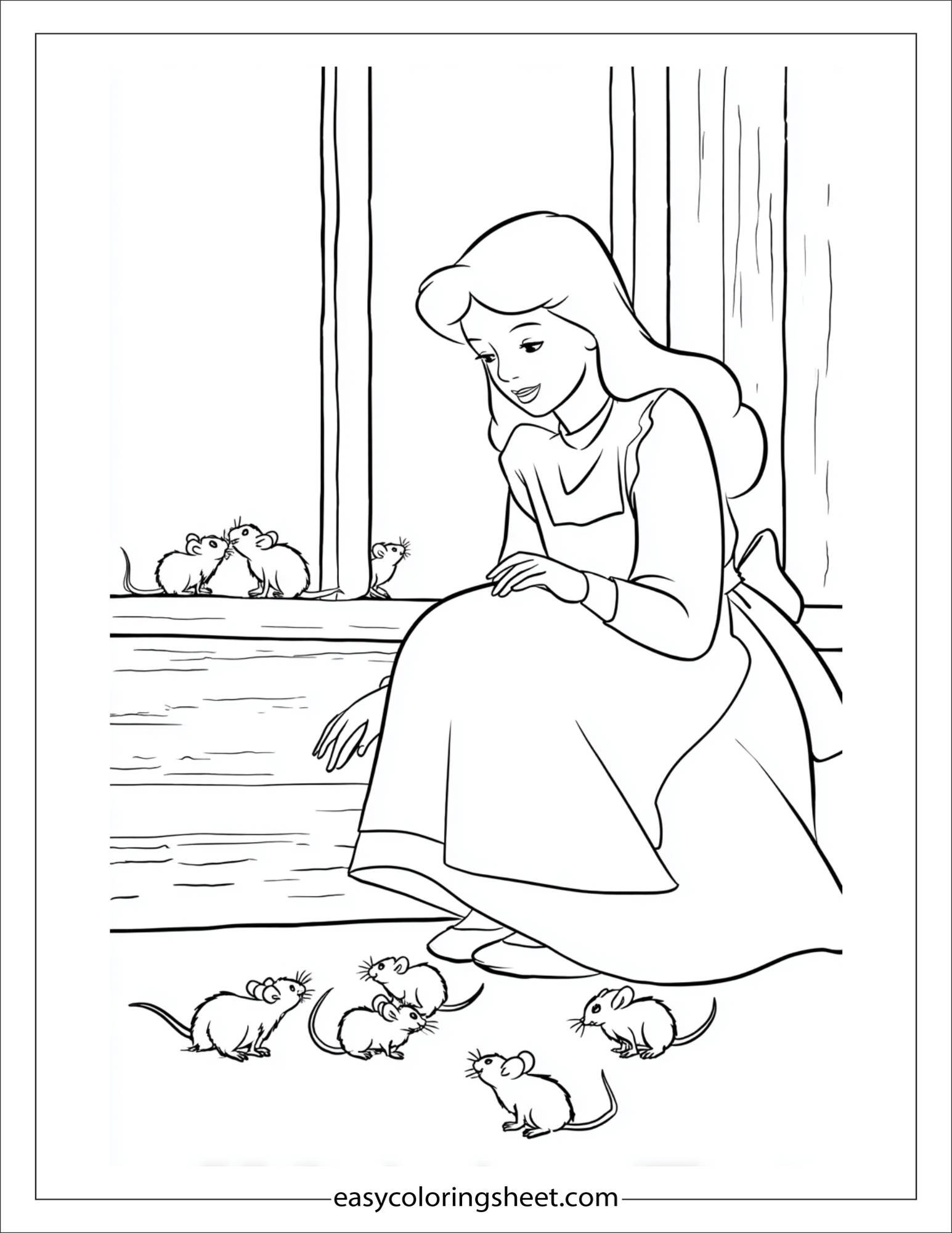 Cinderella playing with mice
