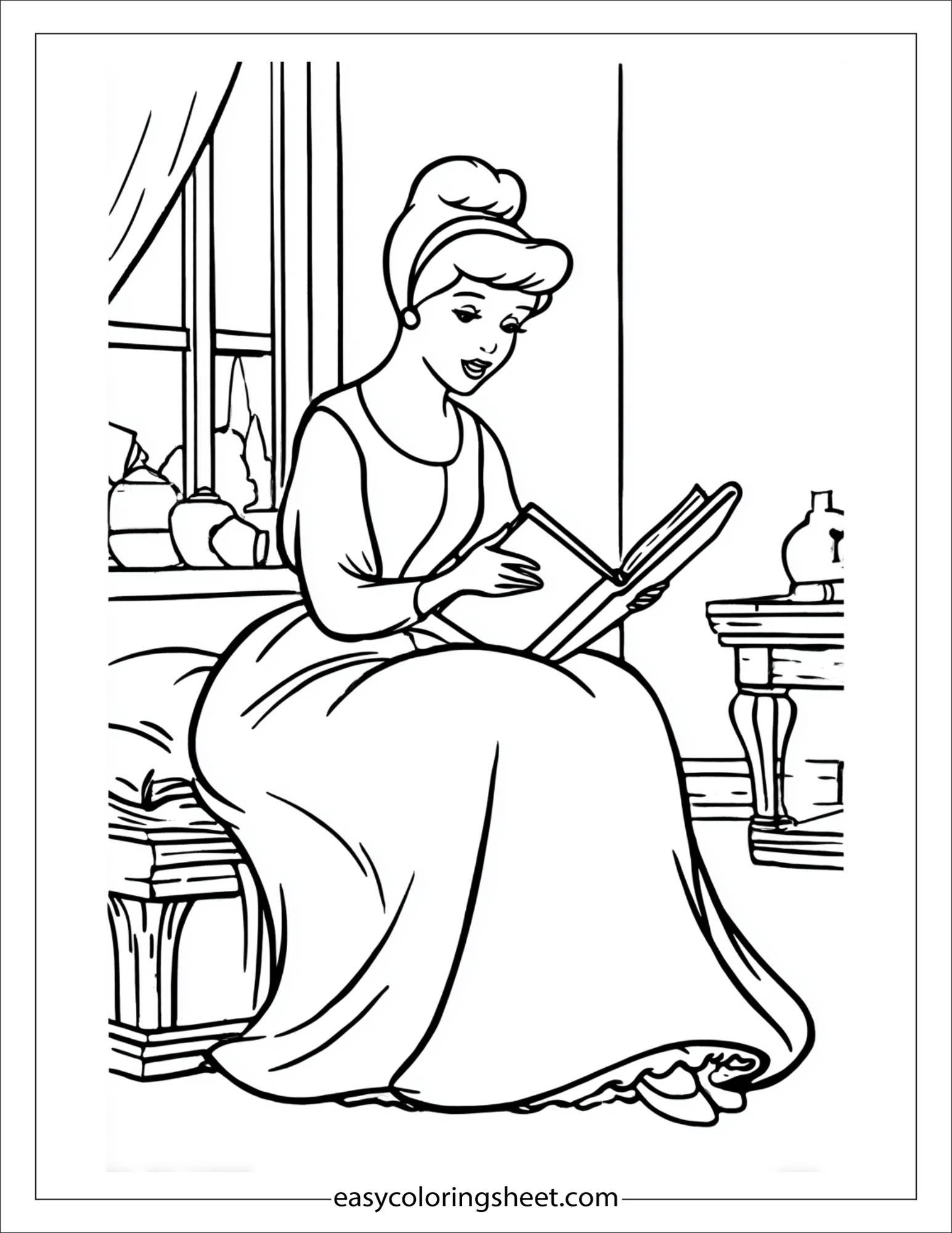 Cinderella reading a book