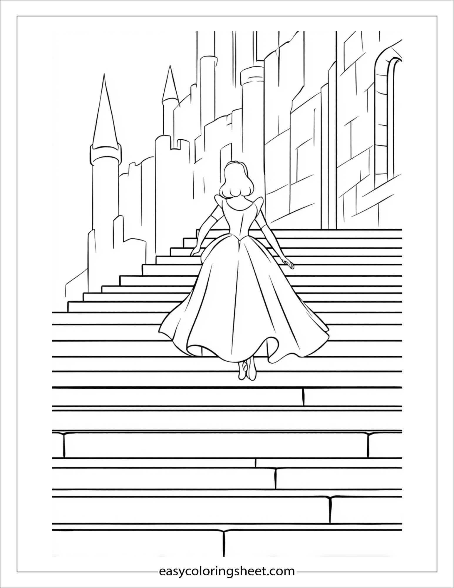 Cinderella running down the stairs