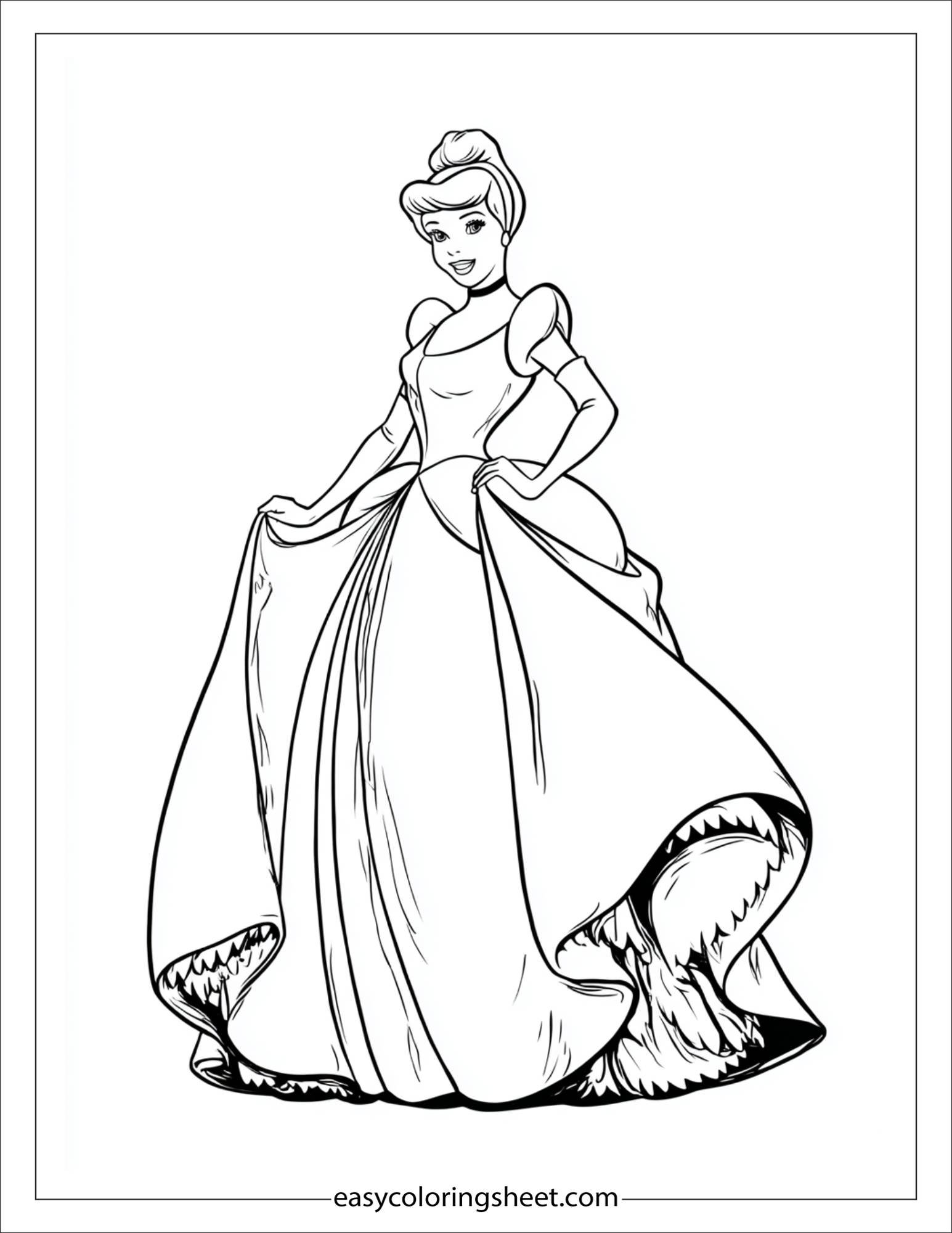 Cinderella smiling in ball gown