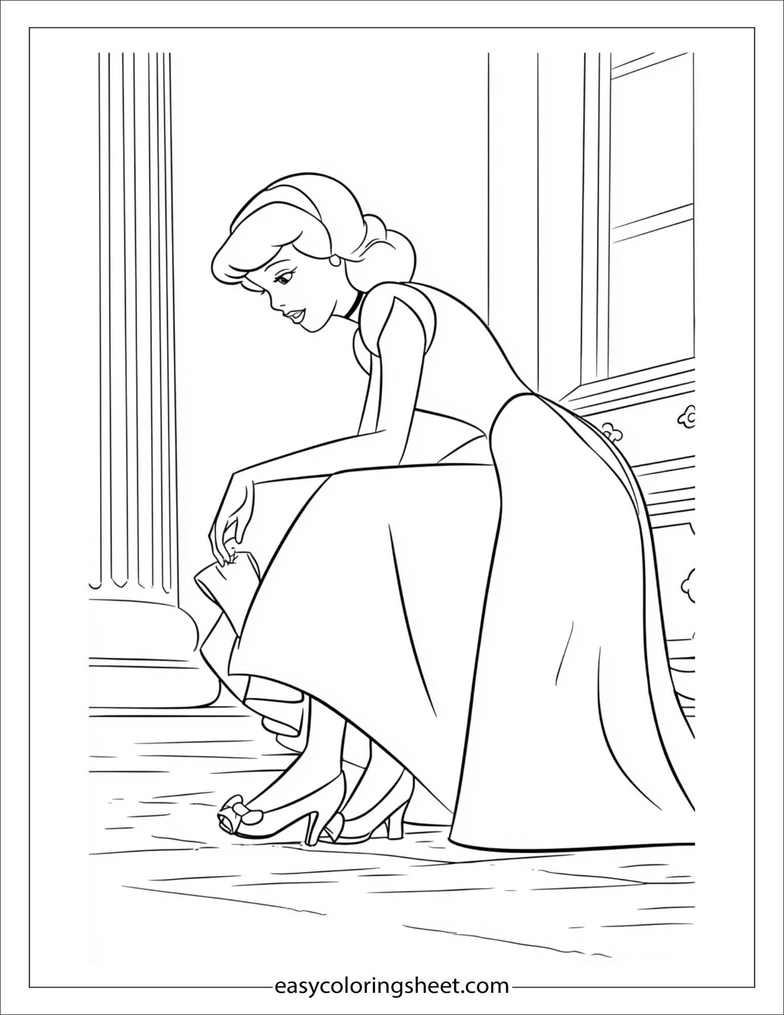 Cinderella trying on the glass slipper