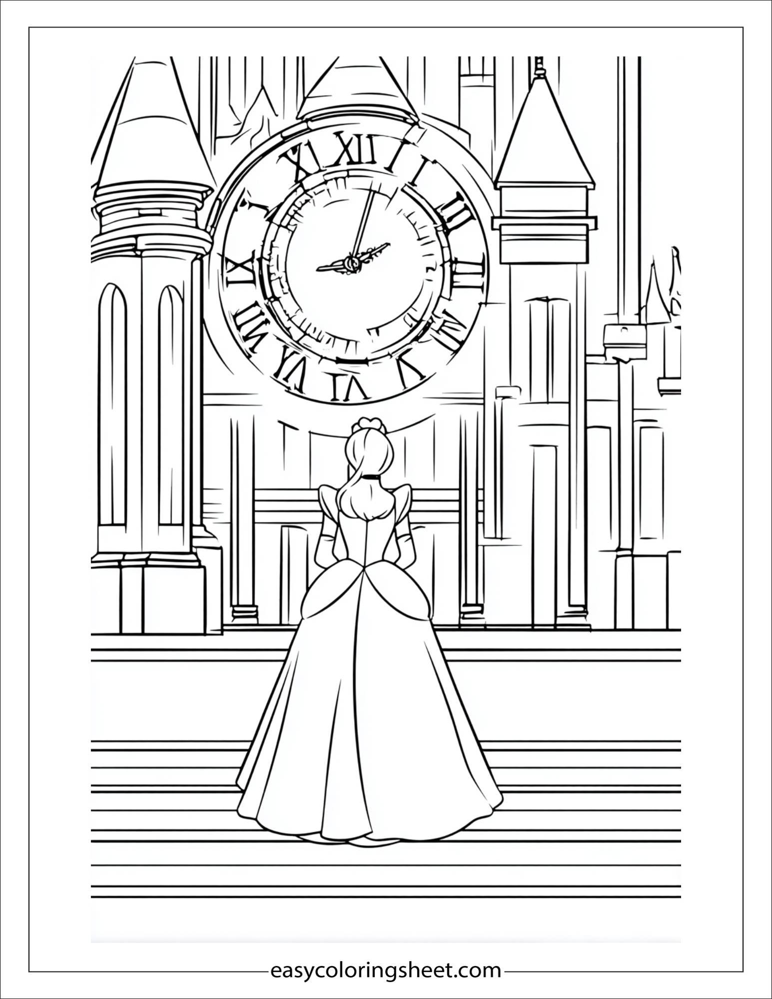 Cinderella watching clock strike twelve