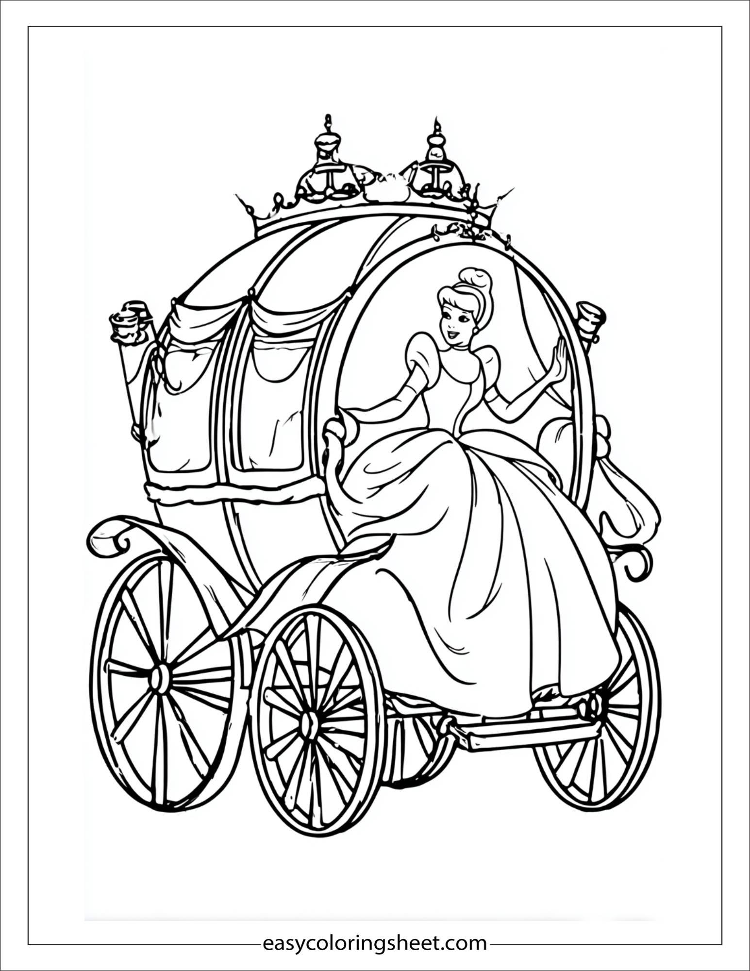 Cinderella waving from carriage