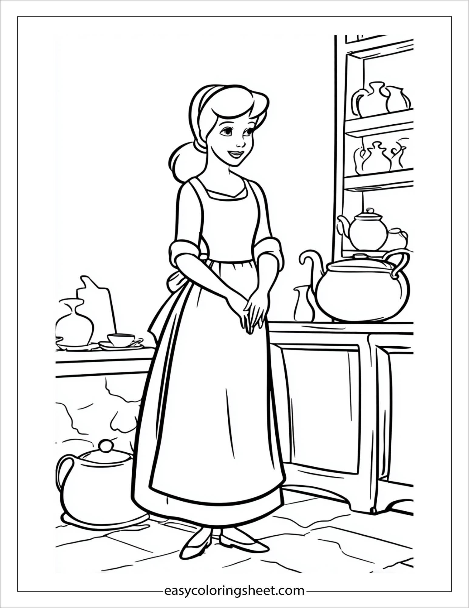 Cinderella wearing apron