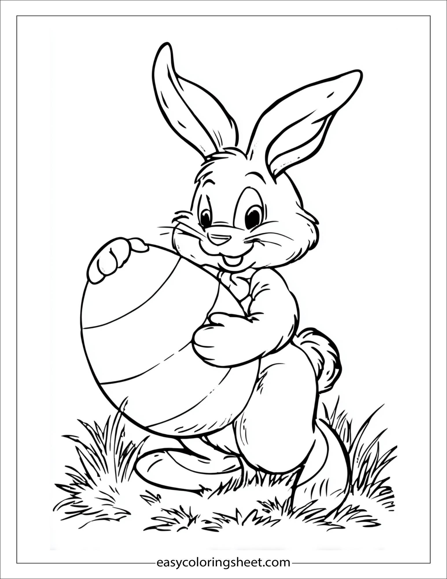 Easter Bunny carrying a big egg