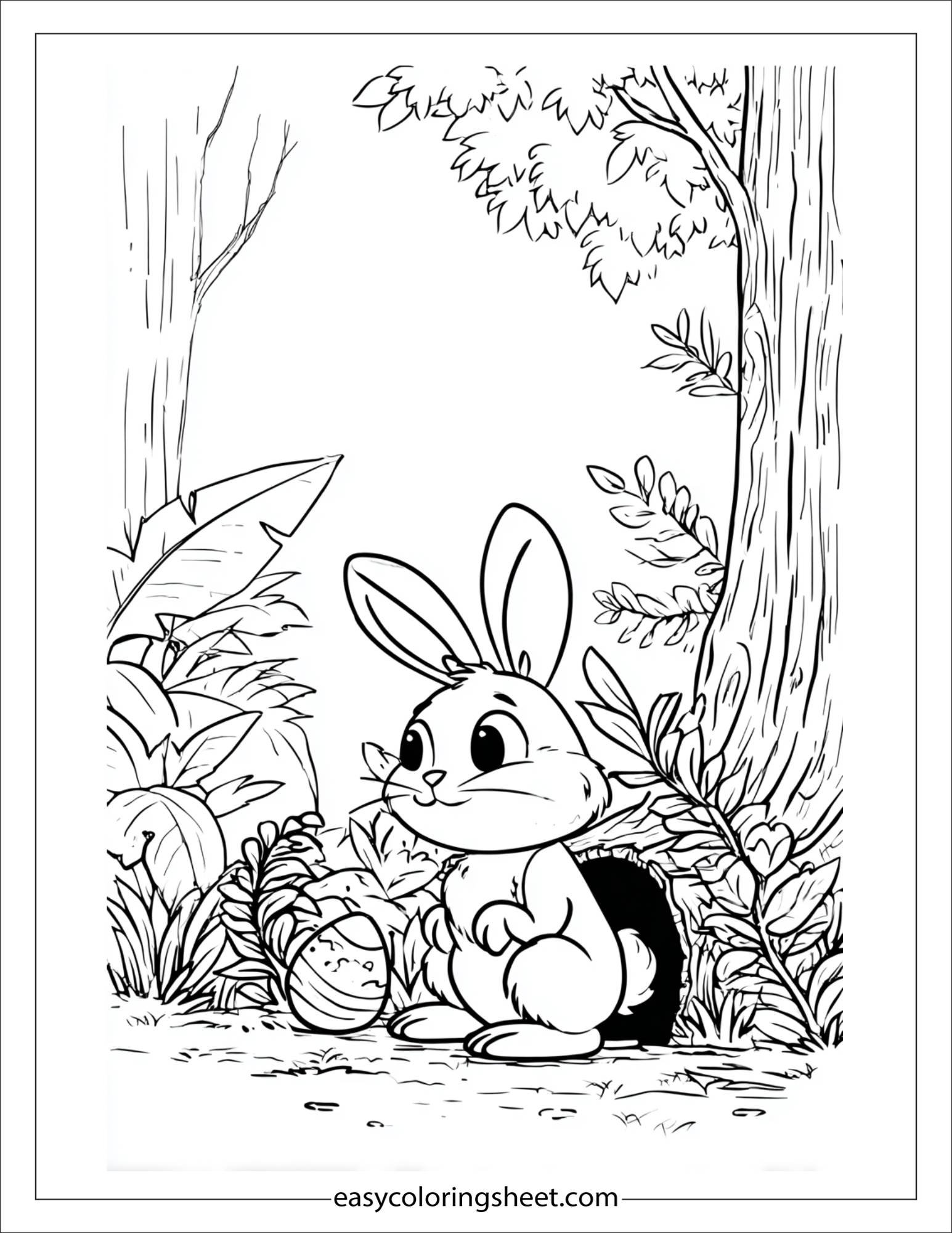 Easter Bunny hiding eggs