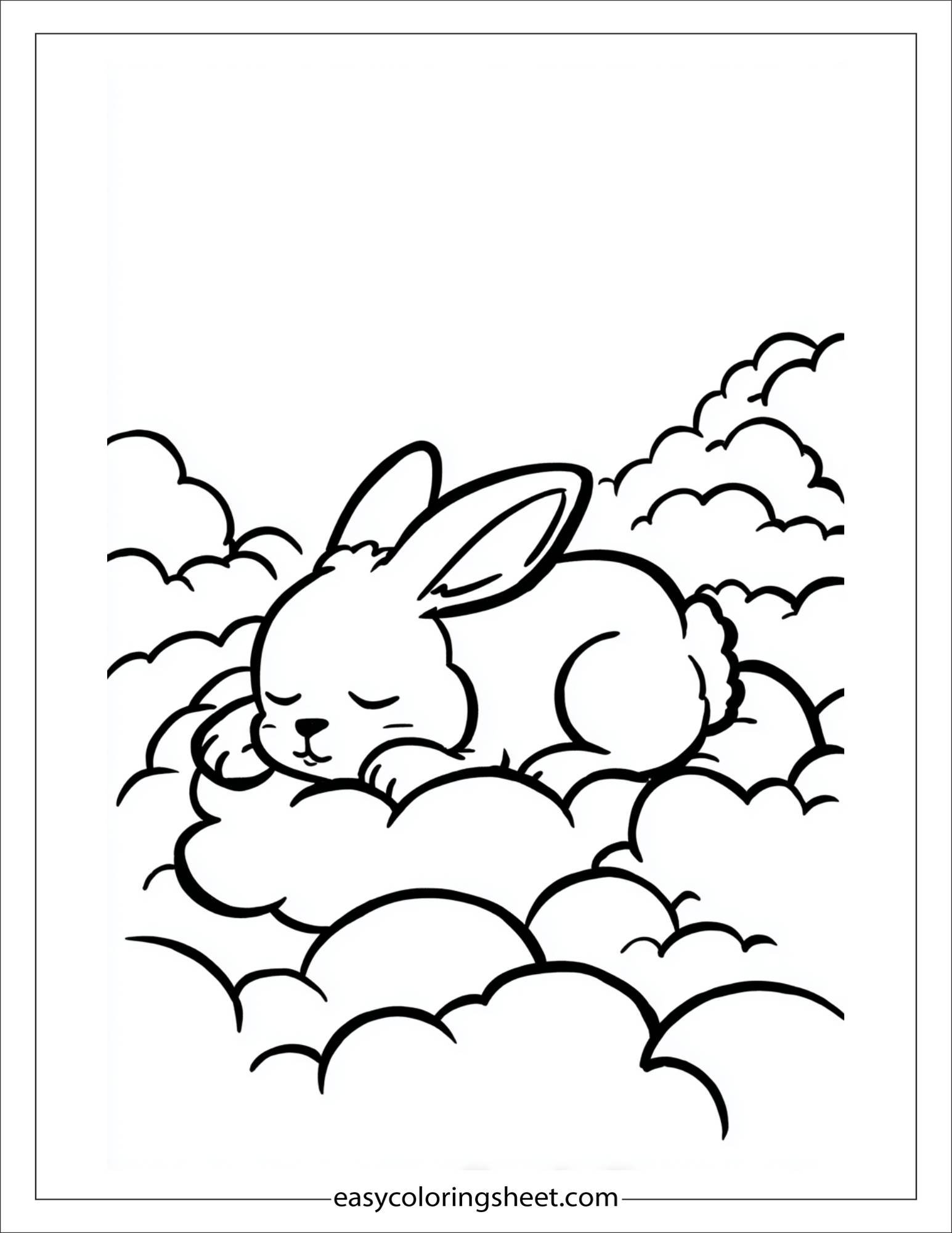 Easter Bunny napping on cloud