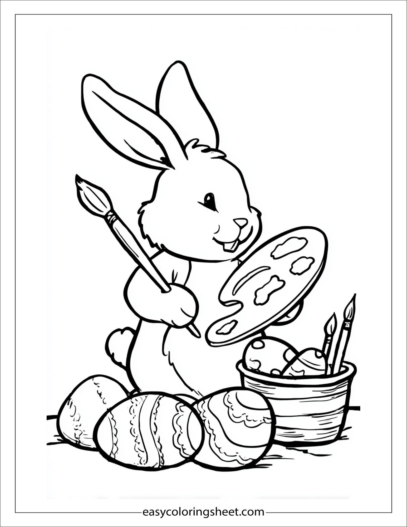 Easter Bunny painting eggs