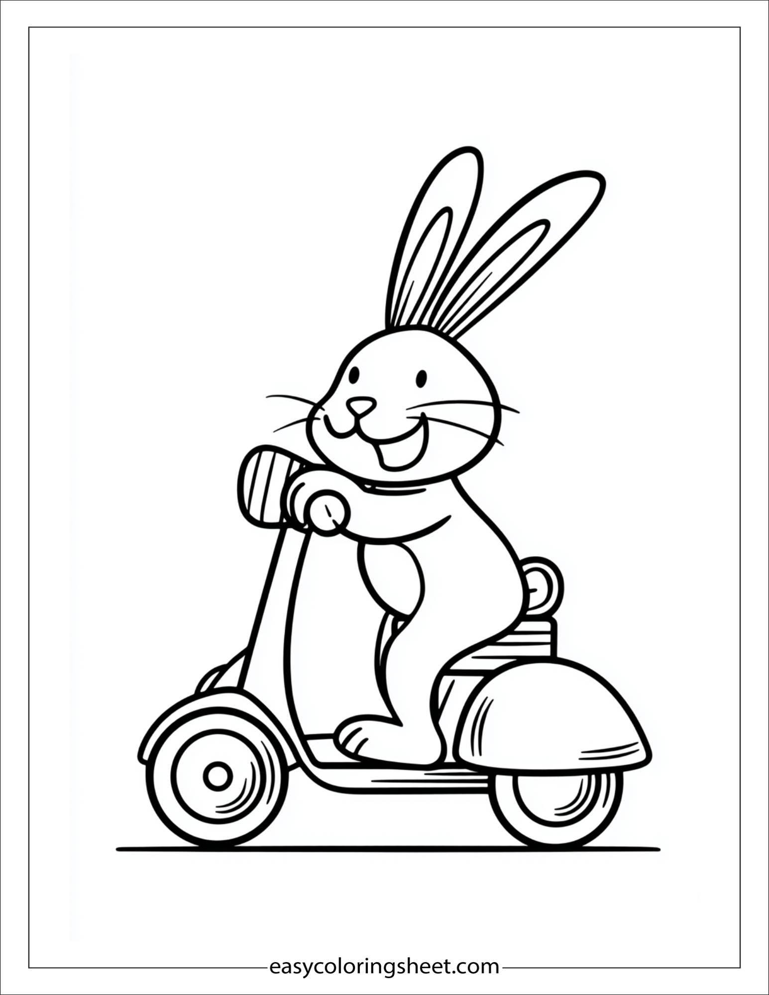 Easter Bunny riding a scooter