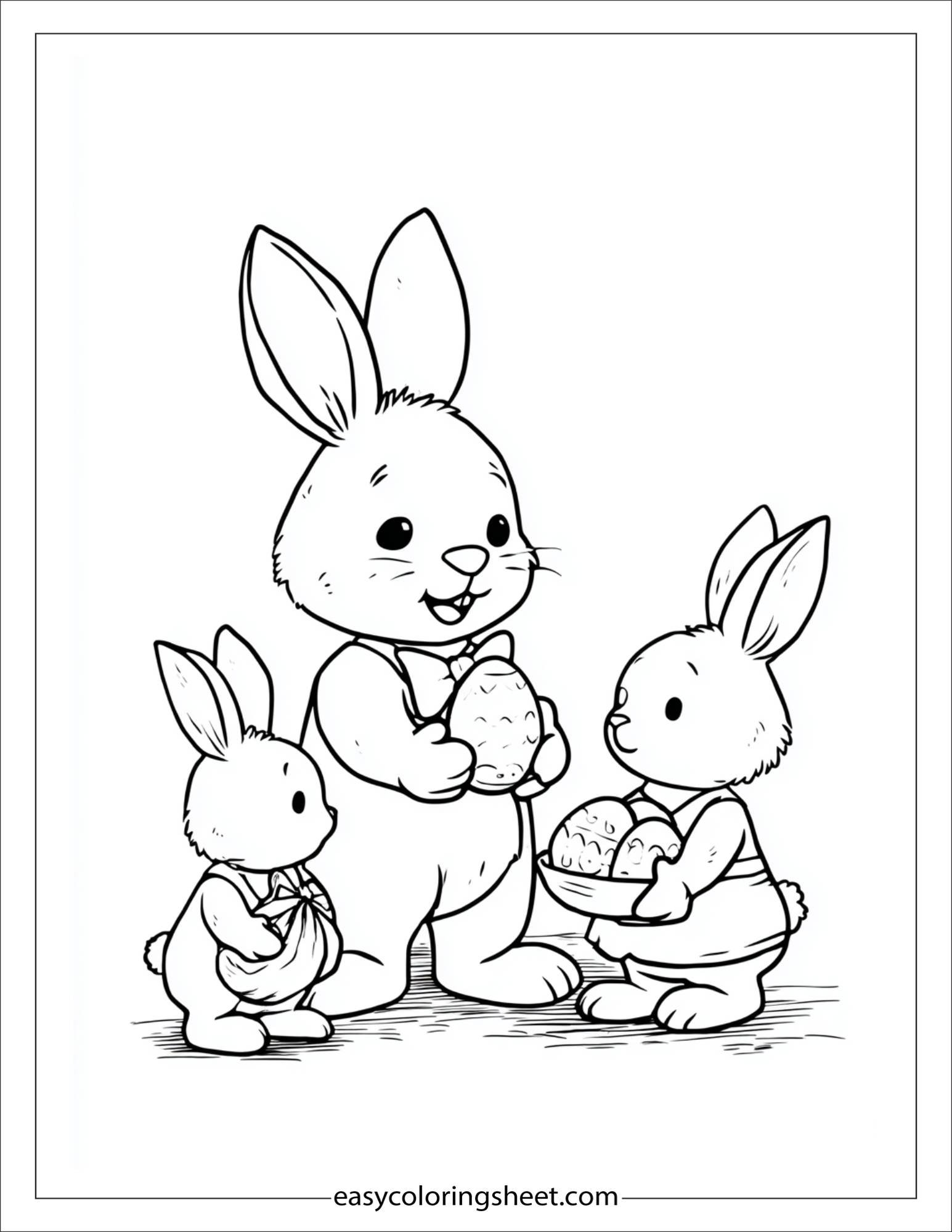 Easter Bunny sharing eggs