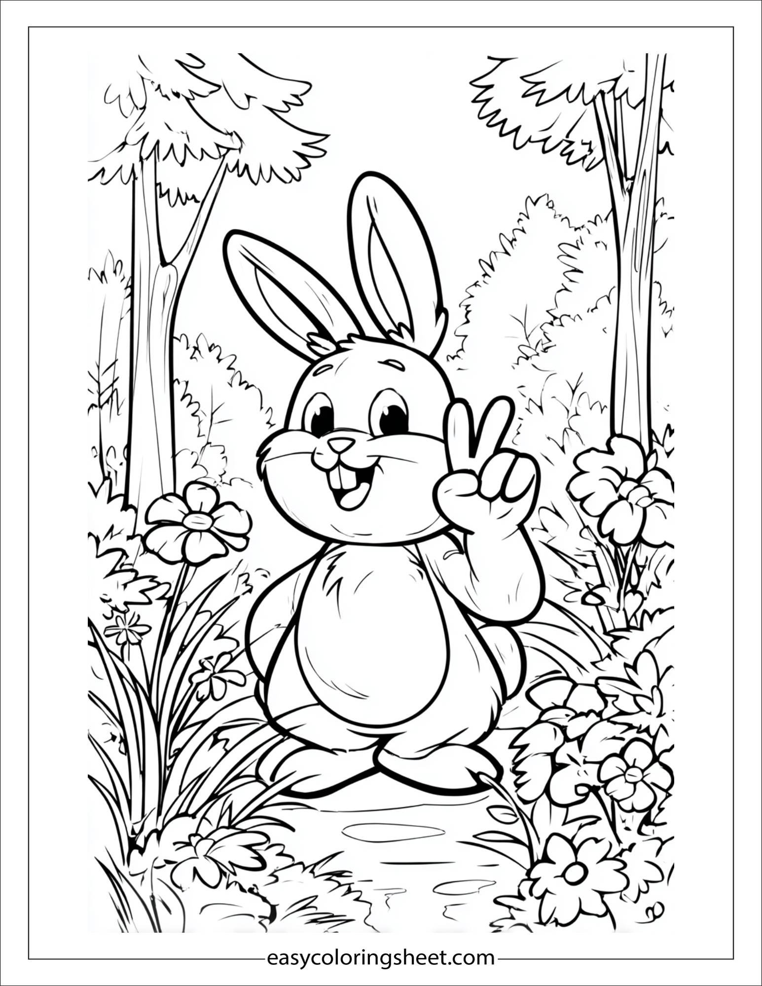 Easter Bunny showing peace sign