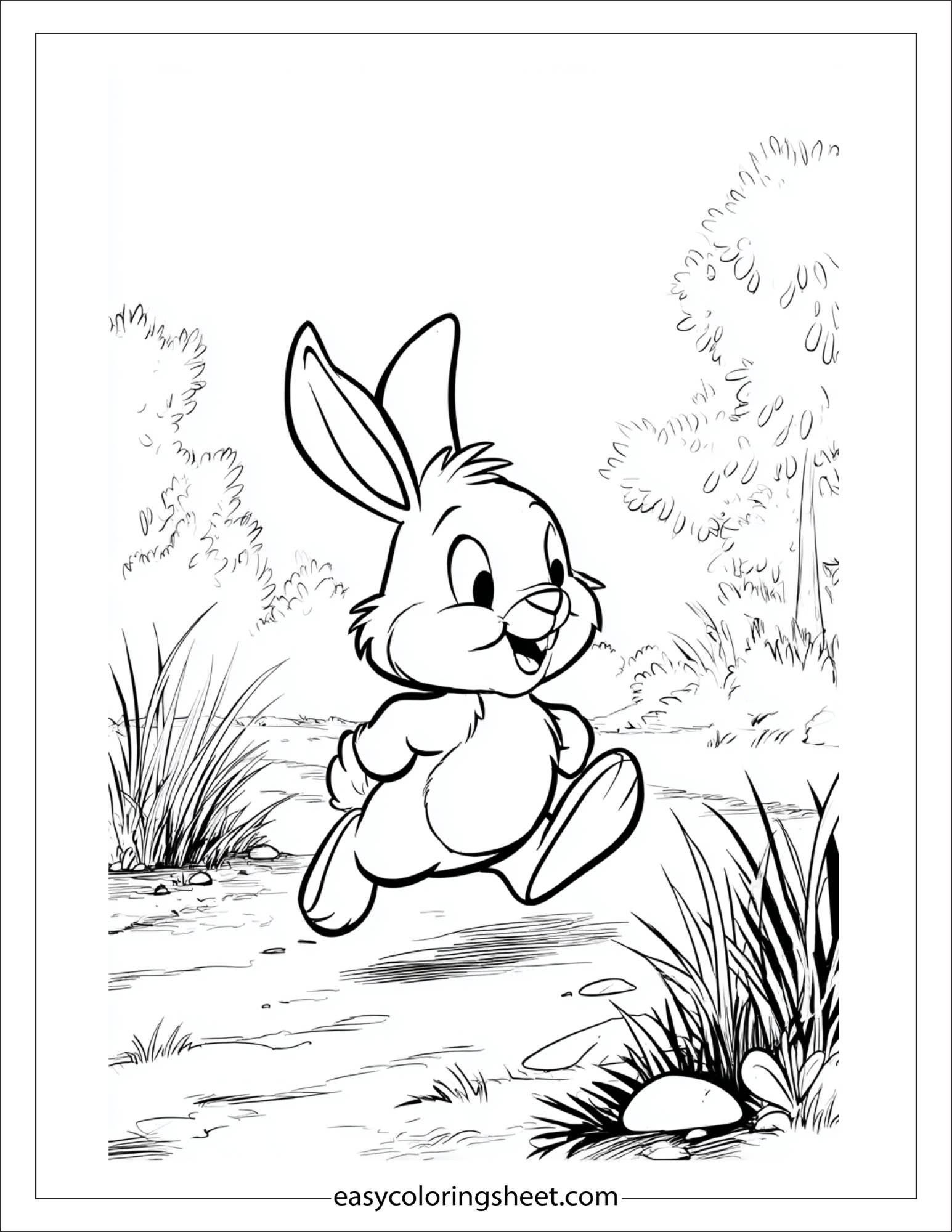 Easter Bunny skipping happily