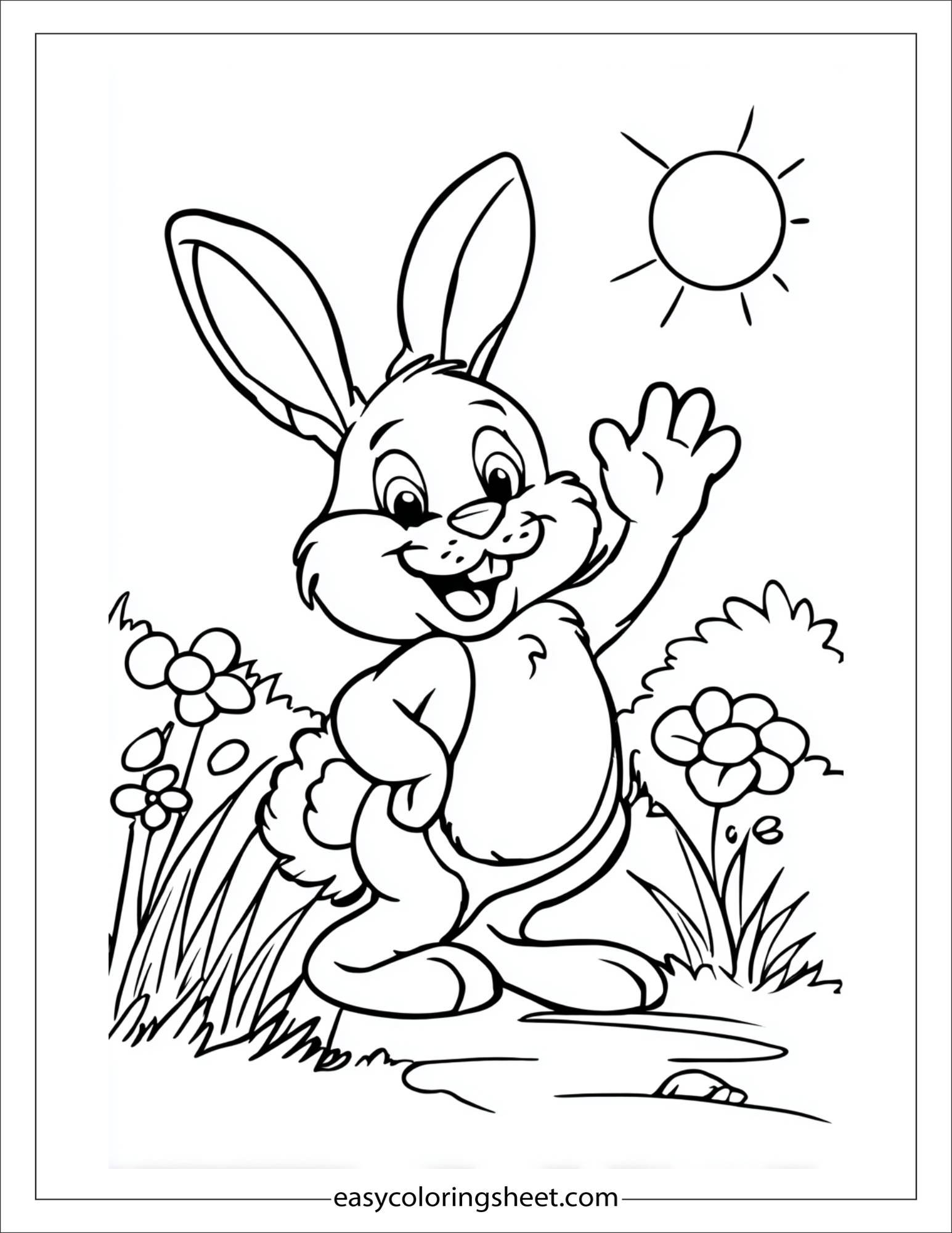 Easter Bunny waving happily