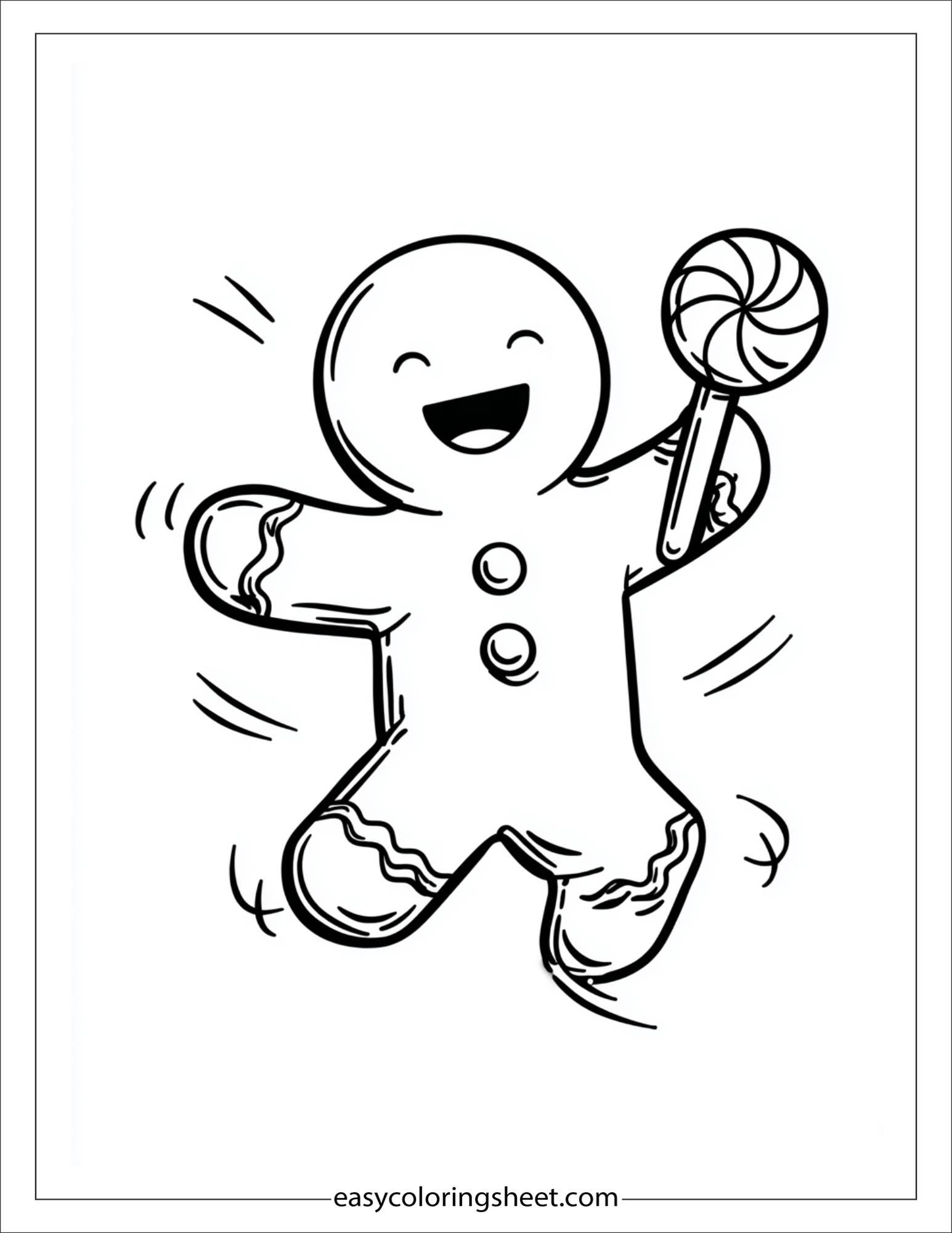 Gingerbread Man dancing with peppermint