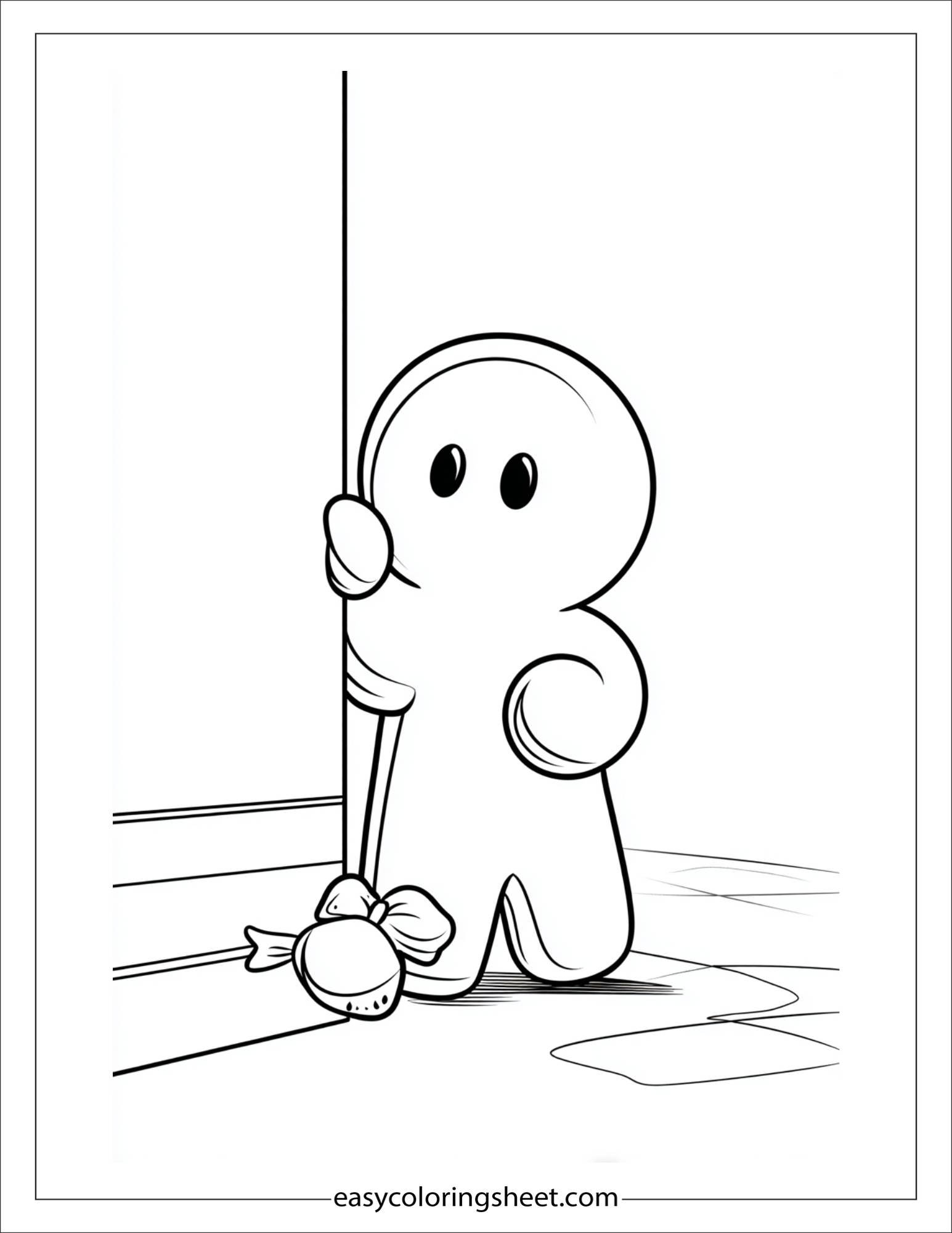 Gingerbread Man hiding behind gumdrop