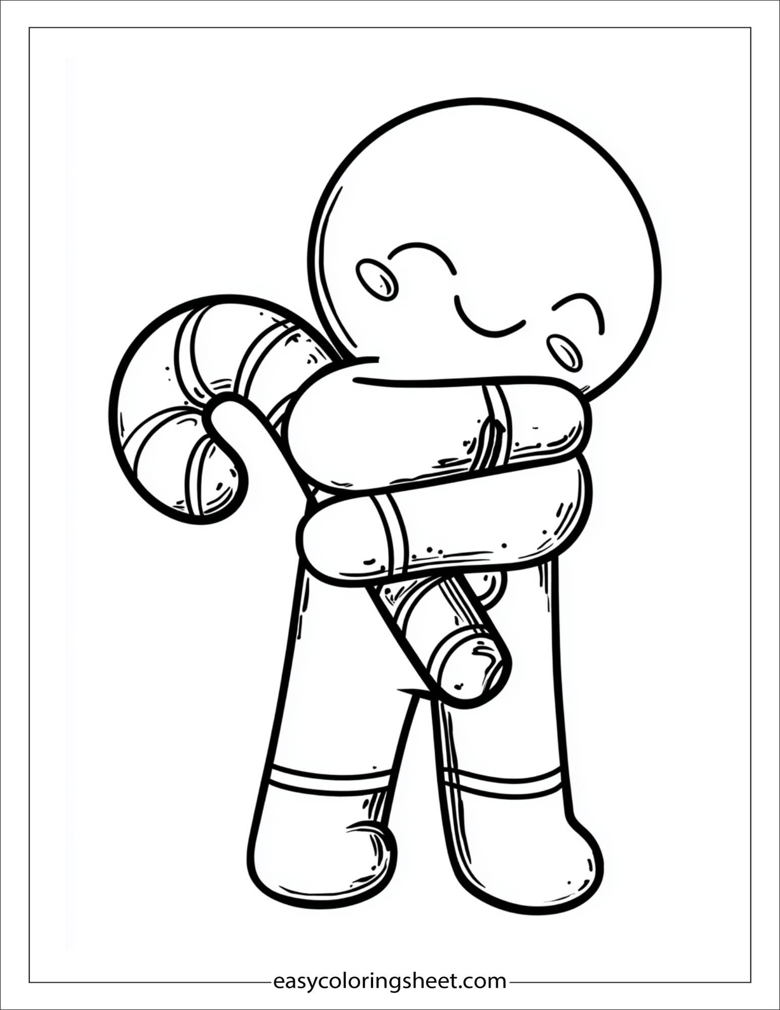 Gingerbread Man hugging candy cane