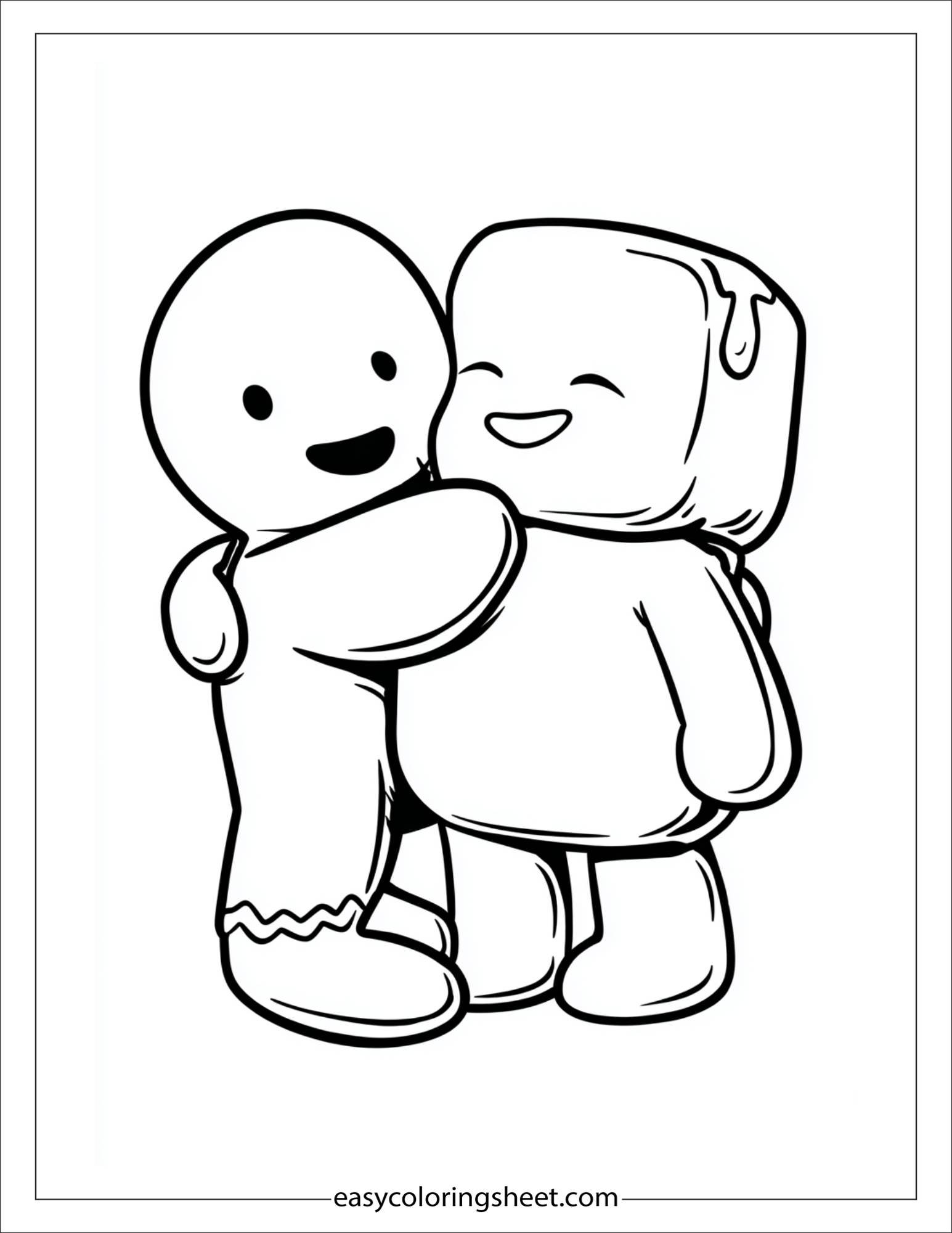 Gingerbread Man hugging marshmallow