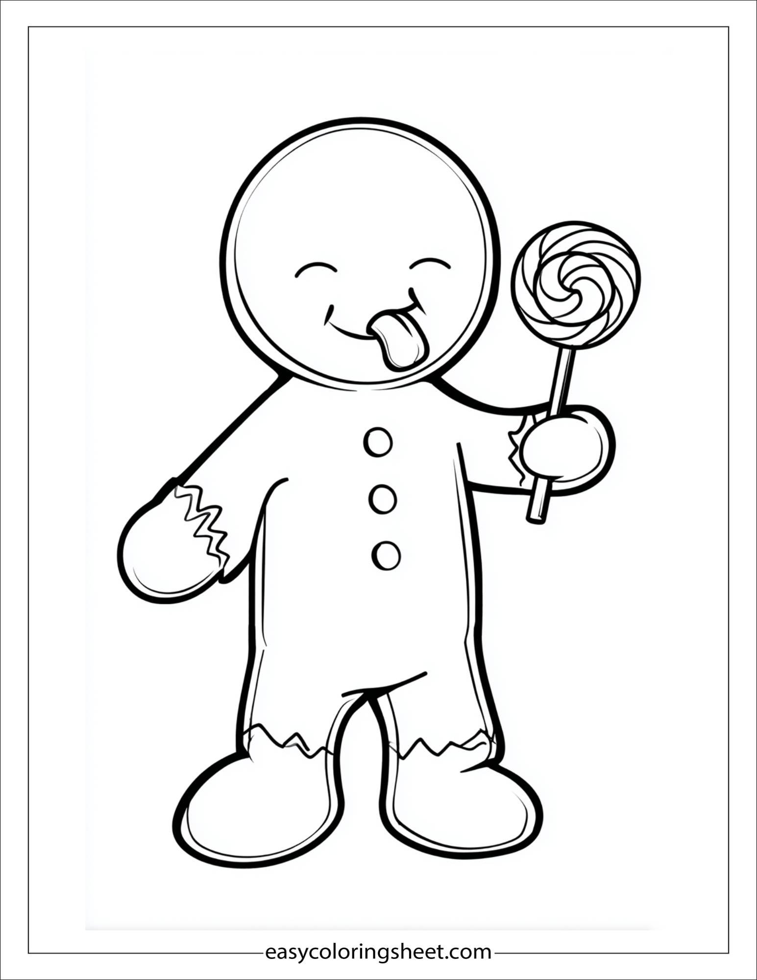 Gingerbread Man licking candy