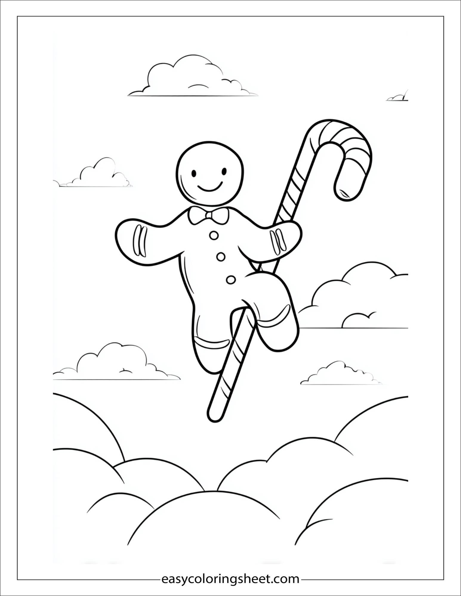 Gingerbread Man riding candy cane