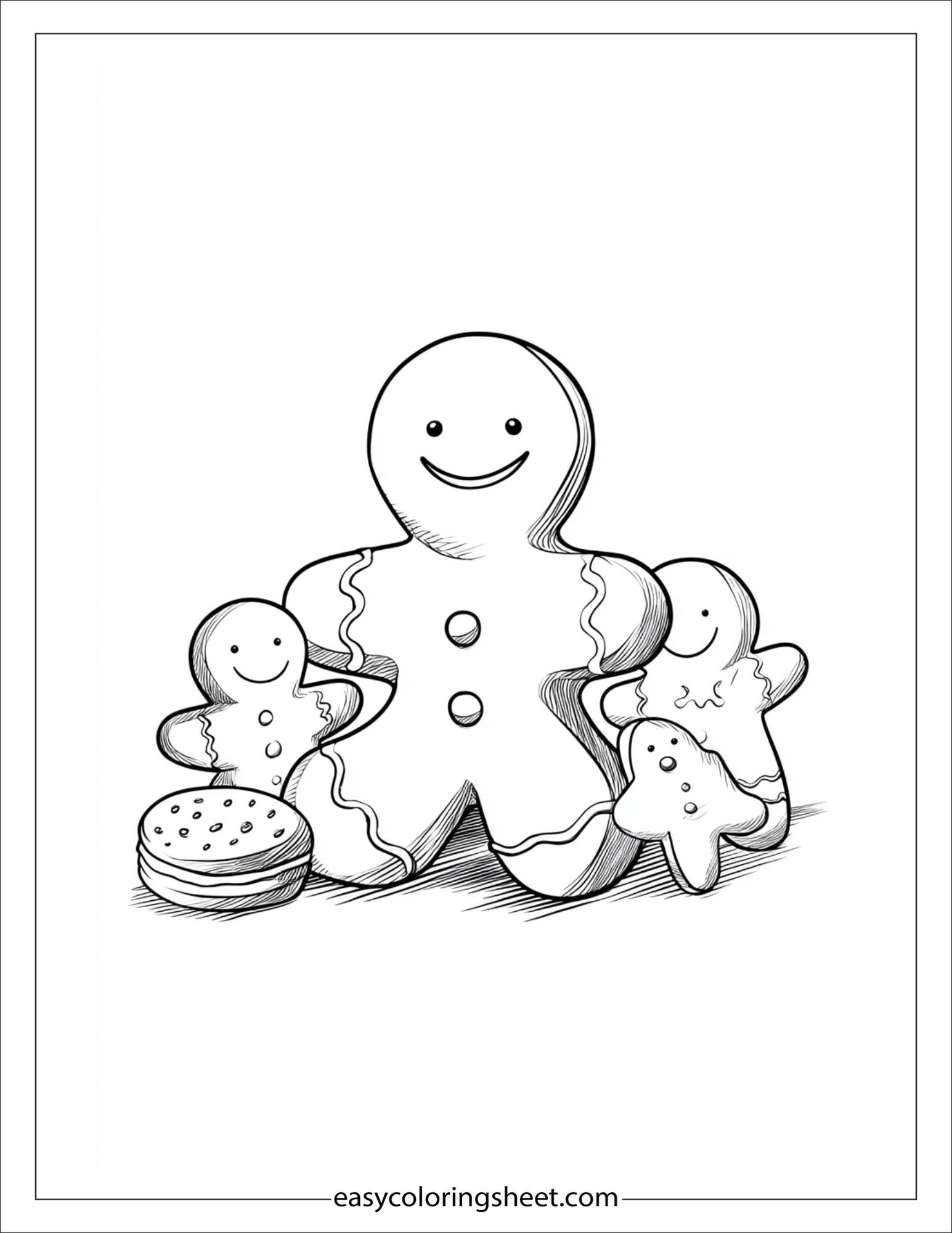 Gingerbread Man sitting with cookie friends