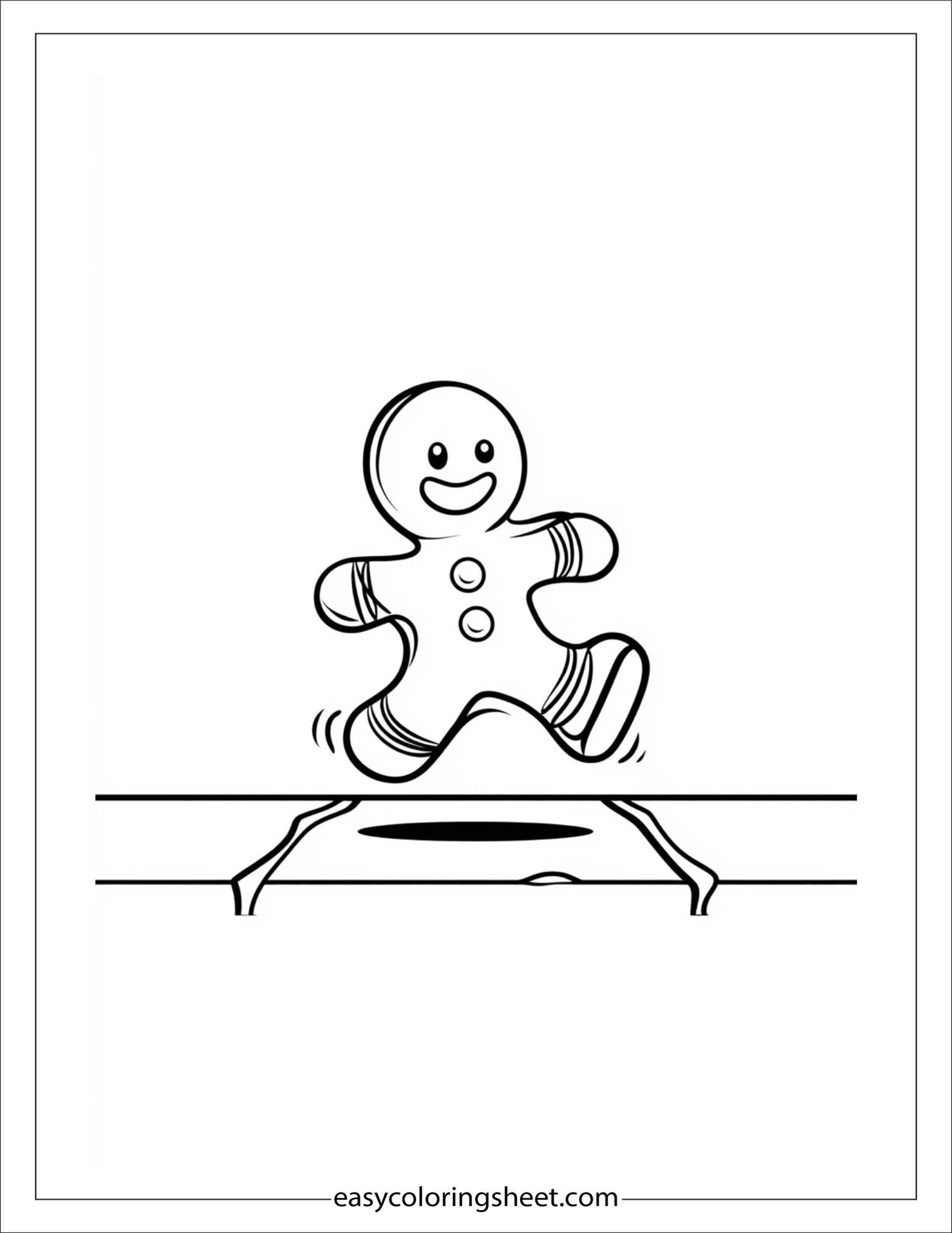 Gingerbread Man skipping along path