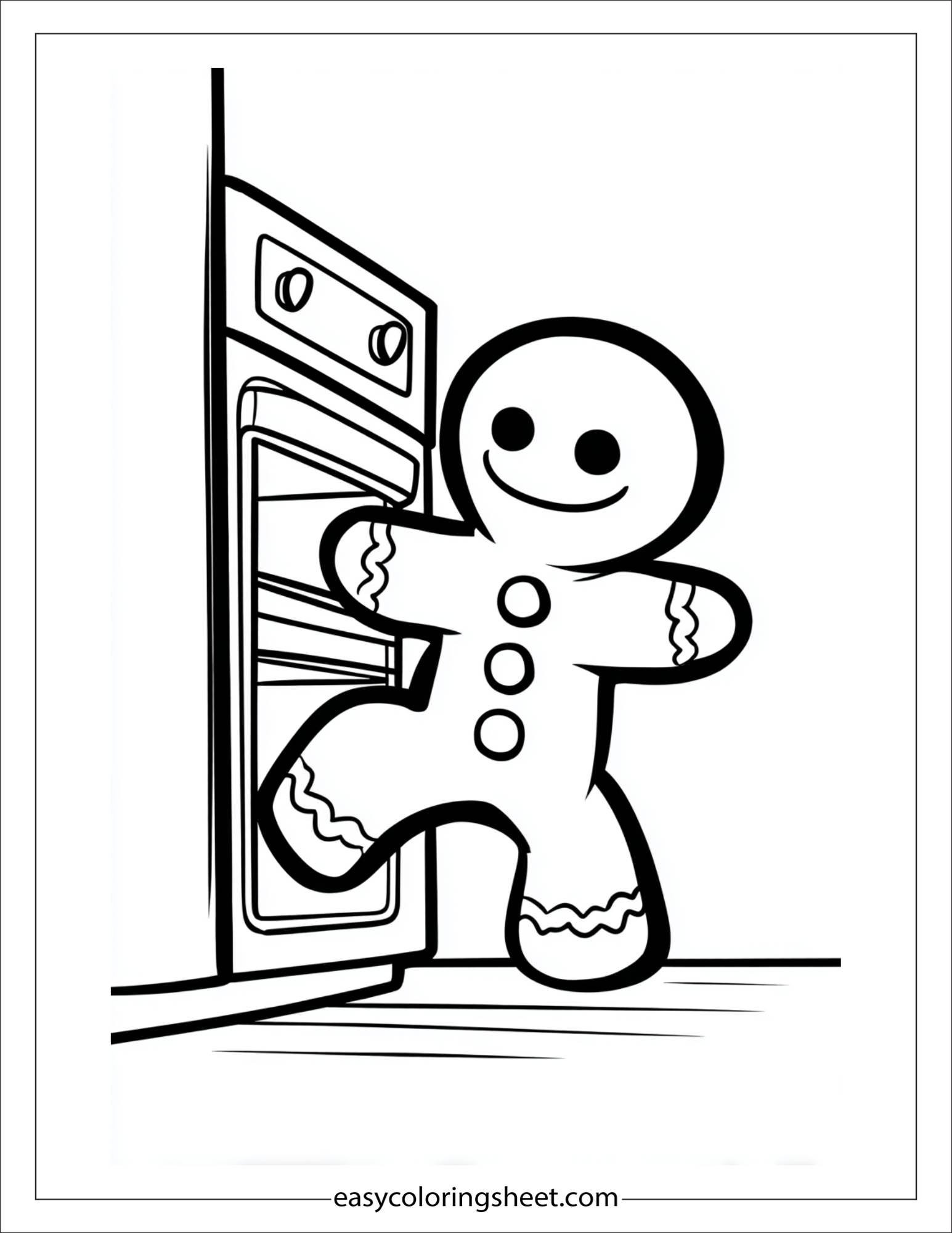Gingerbread Man sneaking past oven