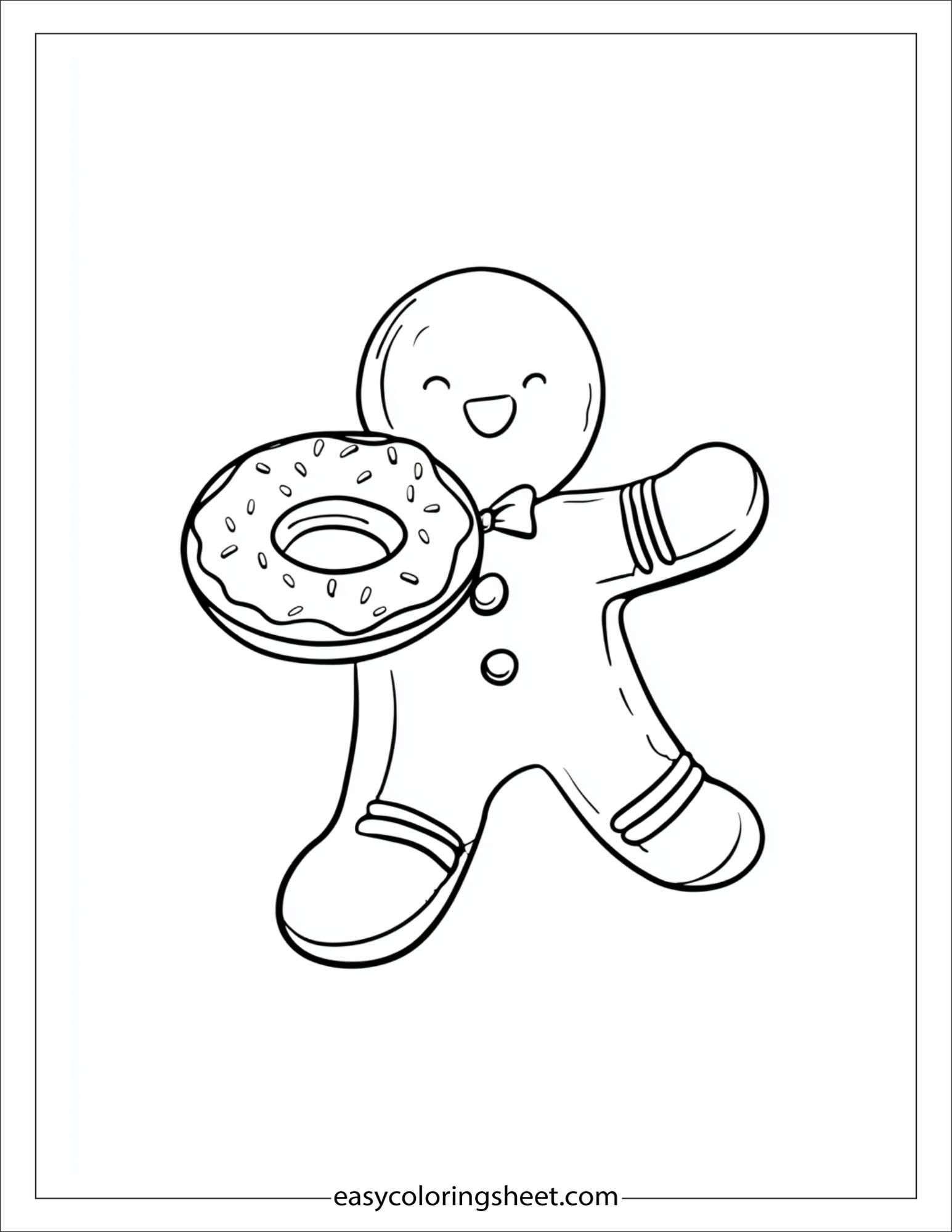 Gingerbread Man tickling donut