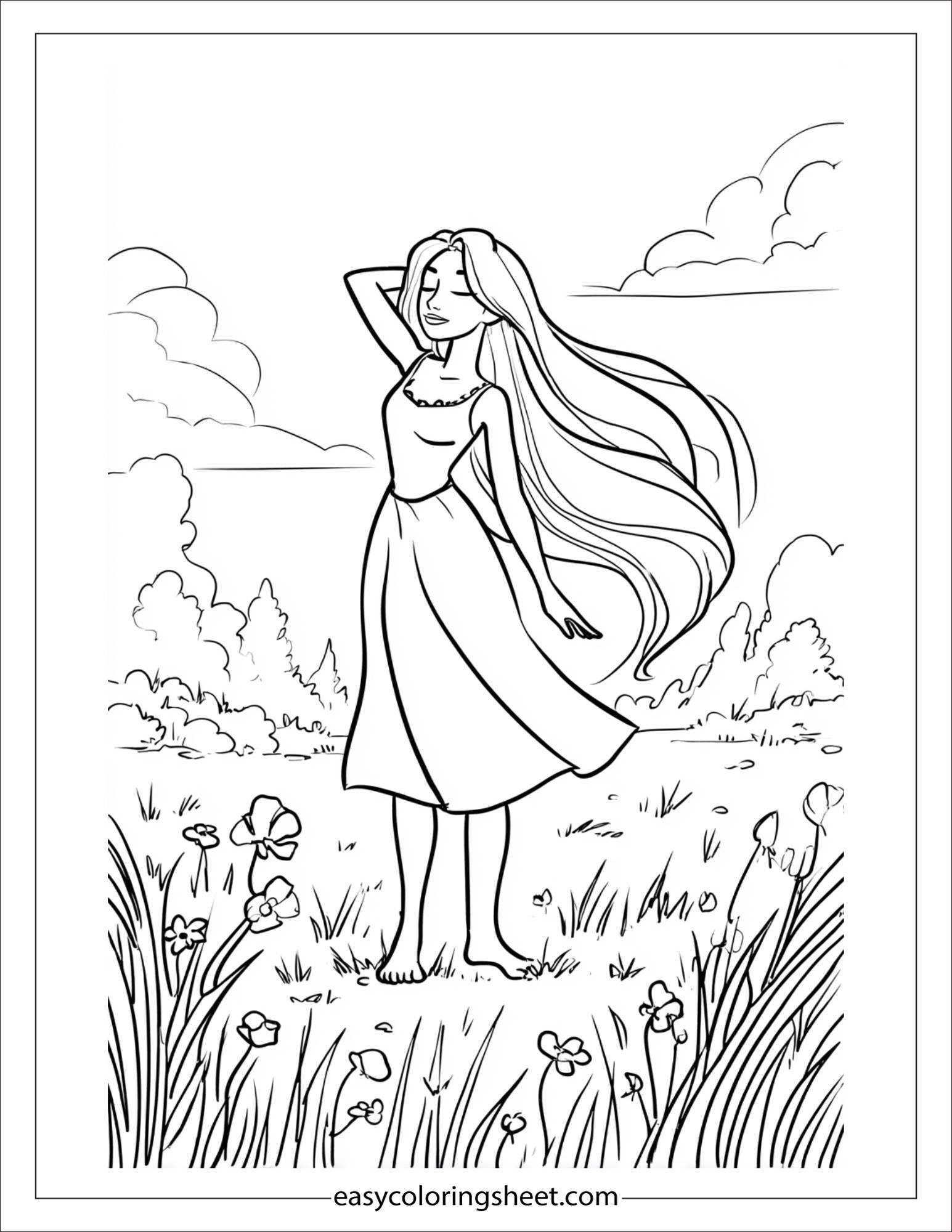 Rapunzel dancing barefoot