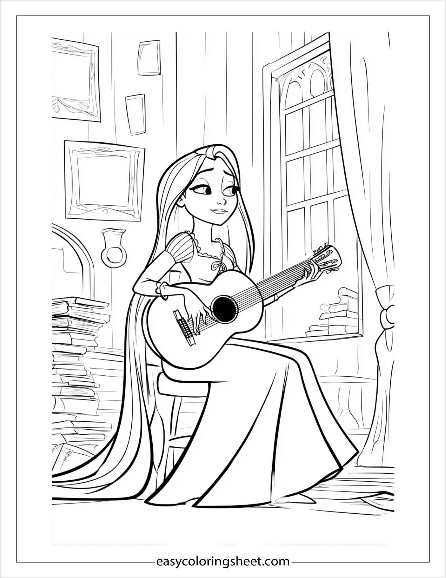 Rapunzel playing the guitar