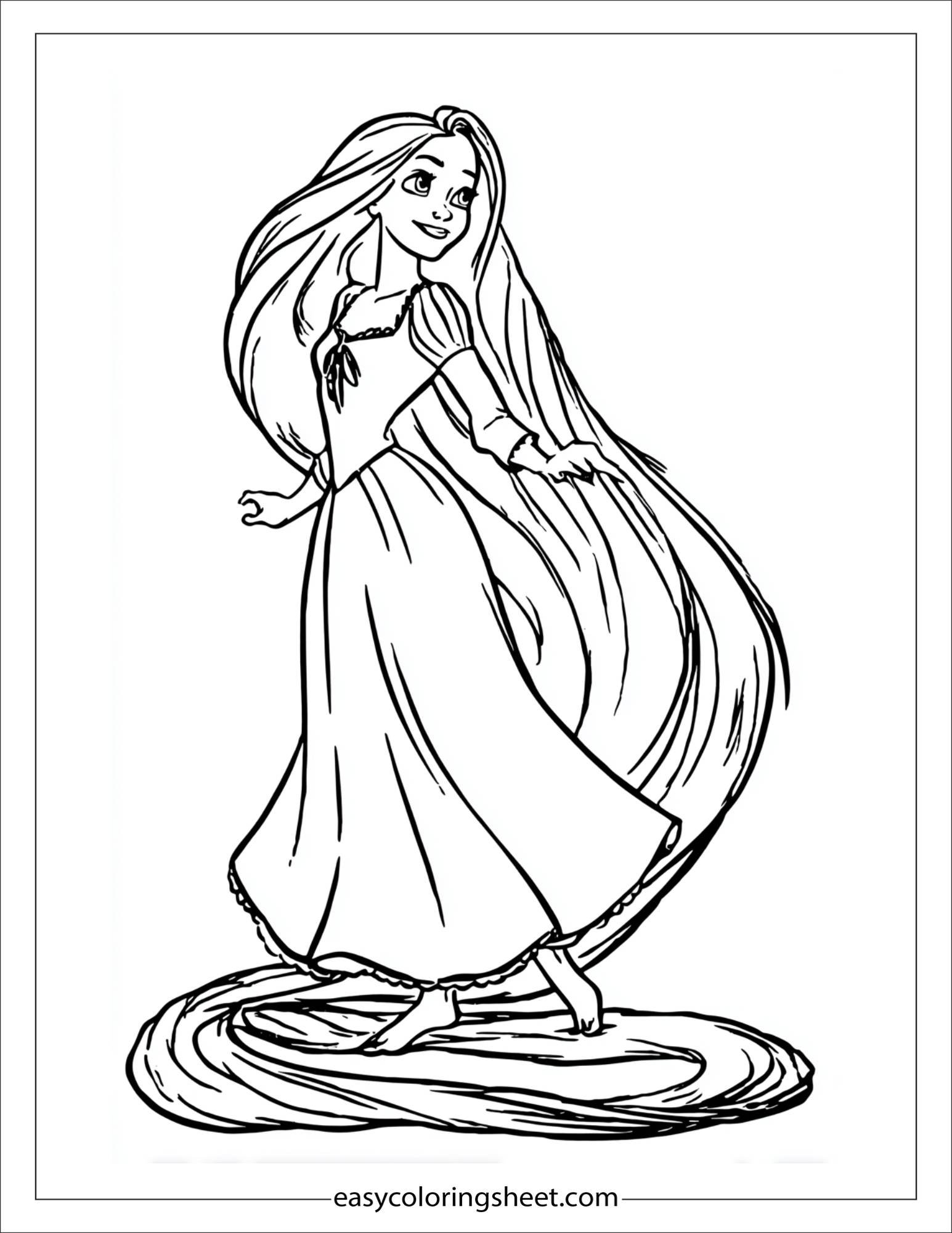 Rapunzel twirling in a dress