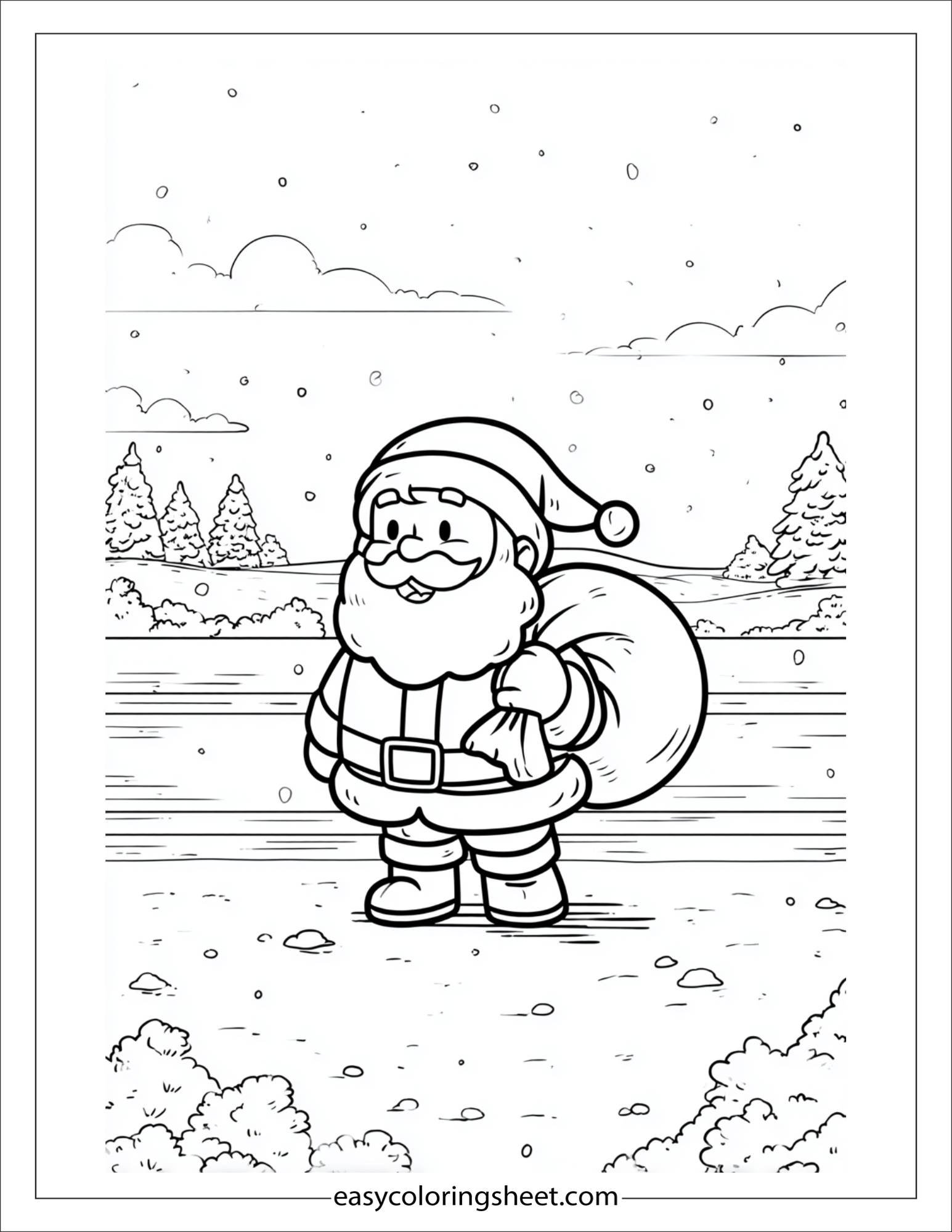 Santa Claus carrying a gift bag