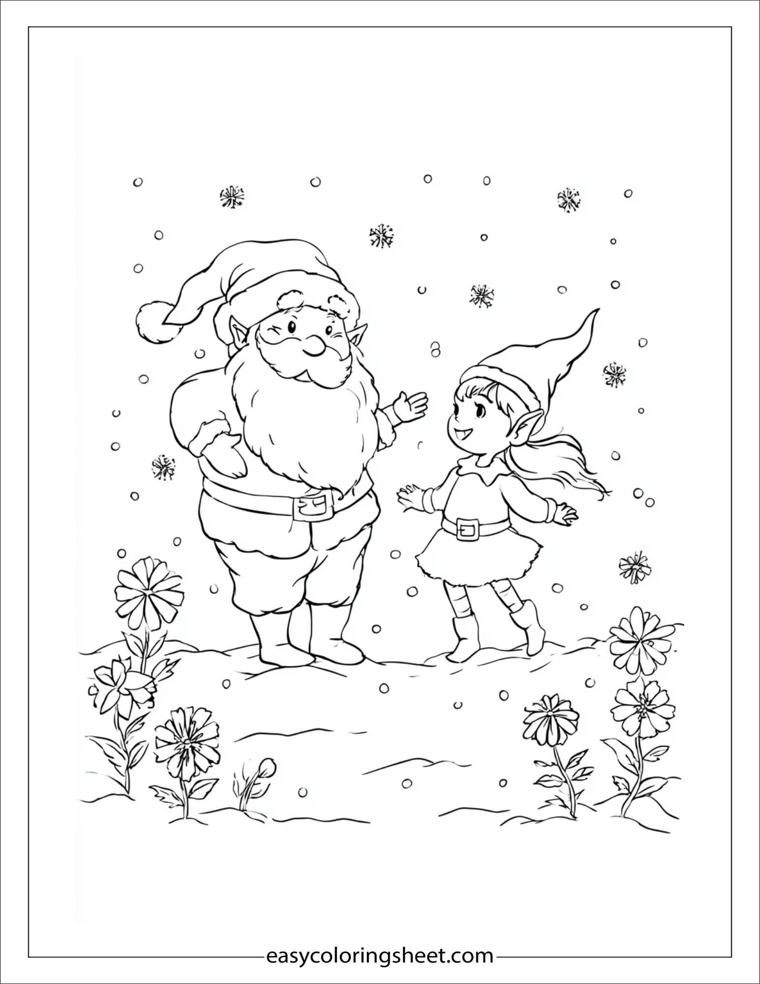 Santa Claus dancing with elf