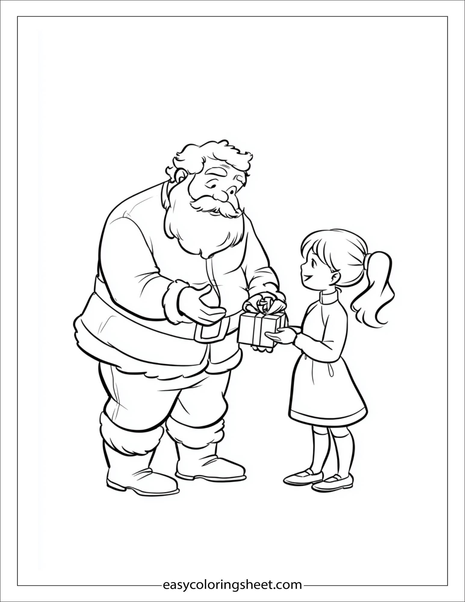 Santa Claus opening gift