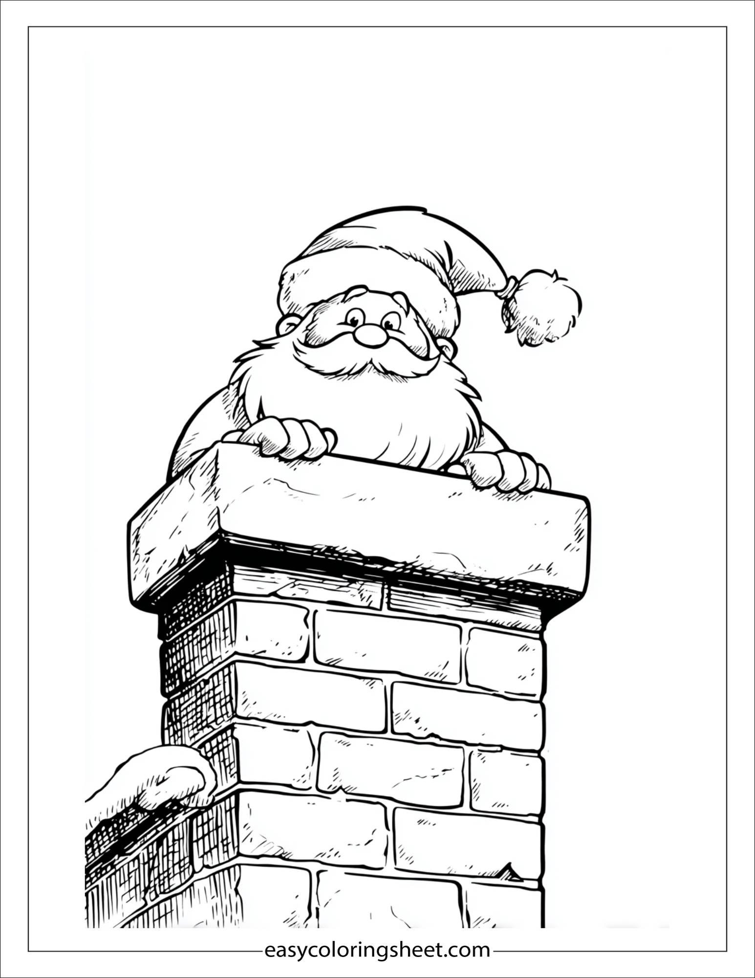 Santa Claus peeking from chimney