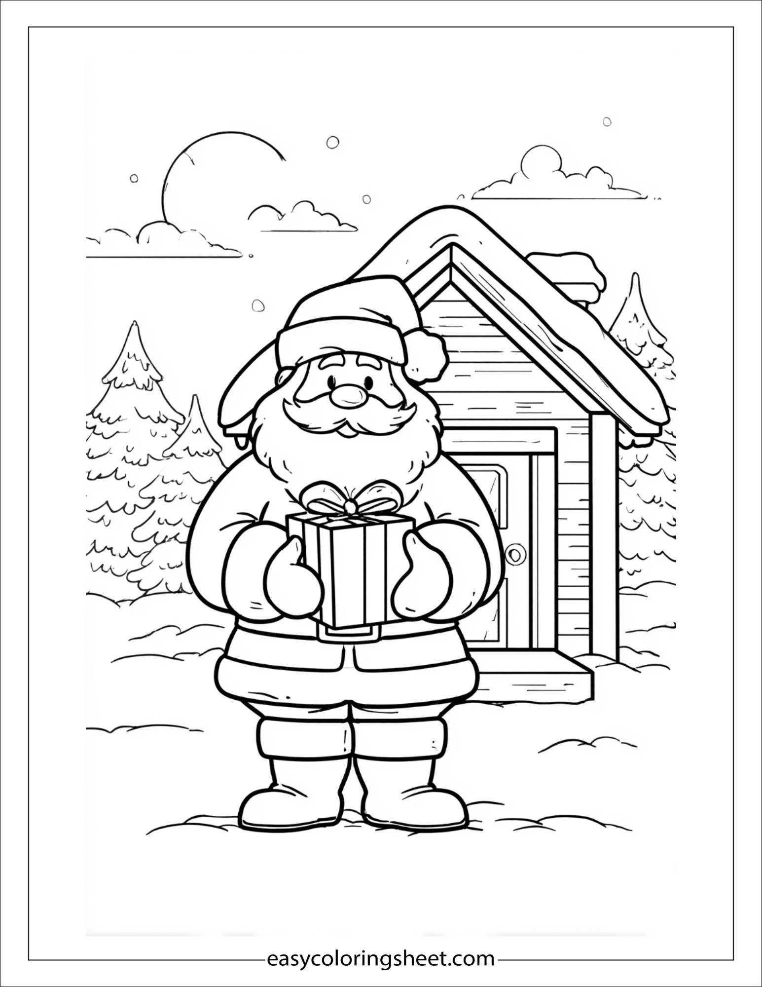 Santa Claus standing with gift box