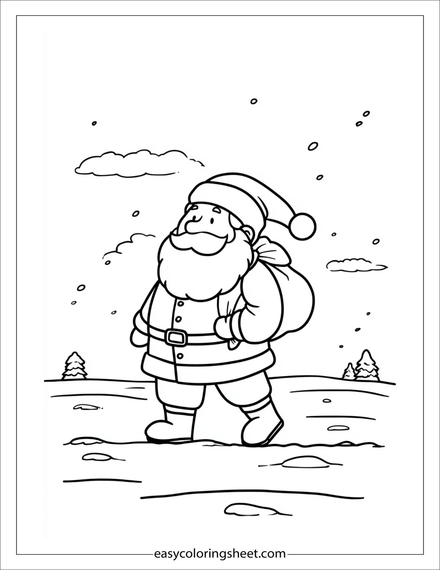 Santa Claus walking in snow