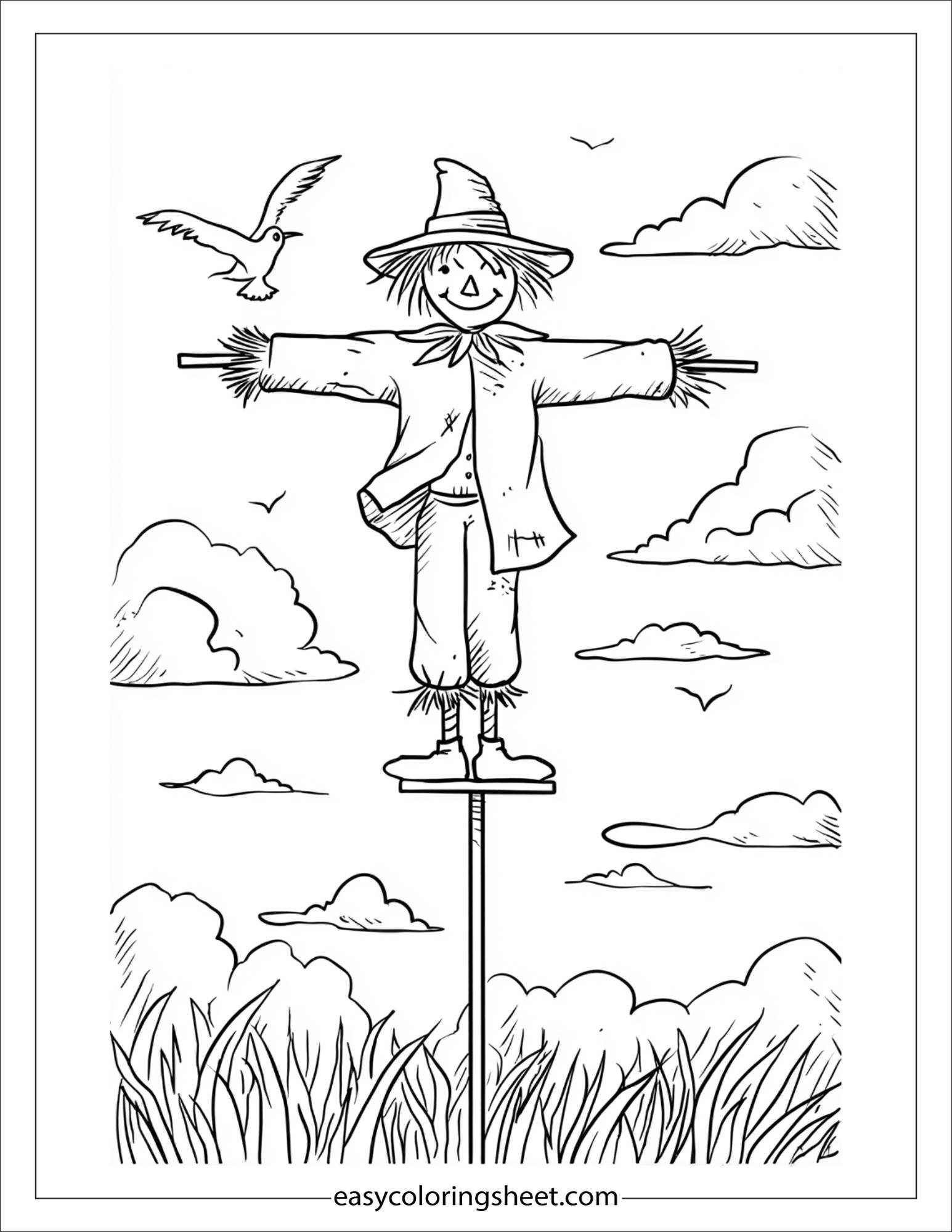 Scarecrow balancing on a stick