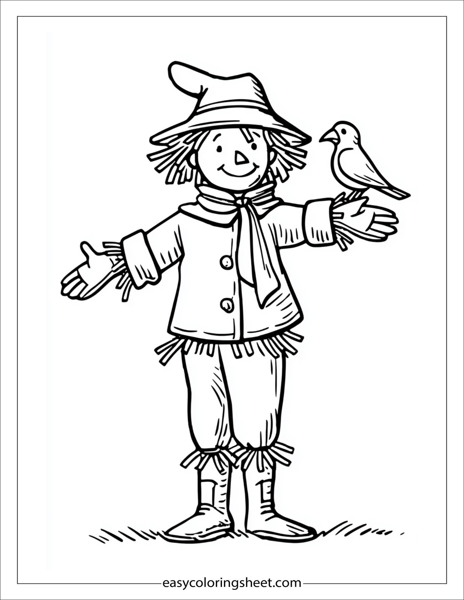 Scarecrow helping a bird