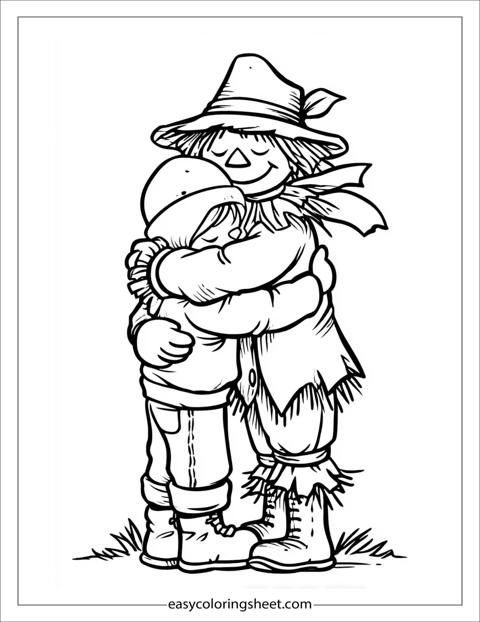 Scarecrow hugging a child