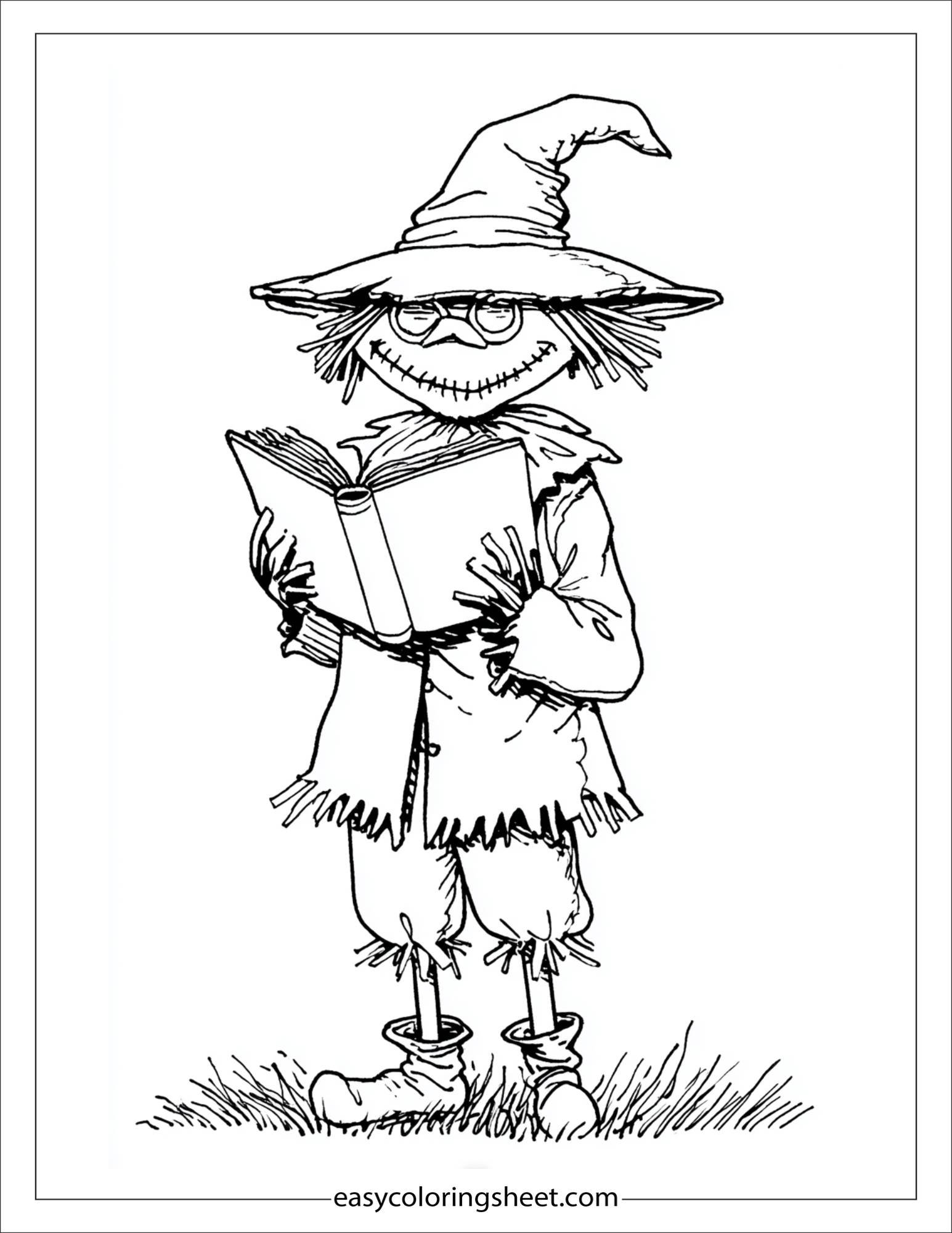 Scarecrow reading a book