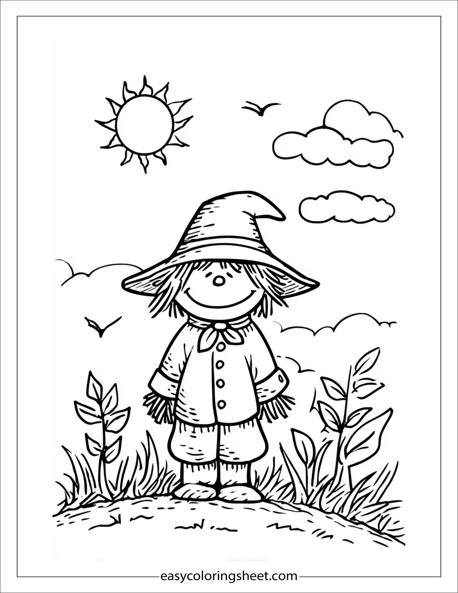 Scarecrow resting under the sun