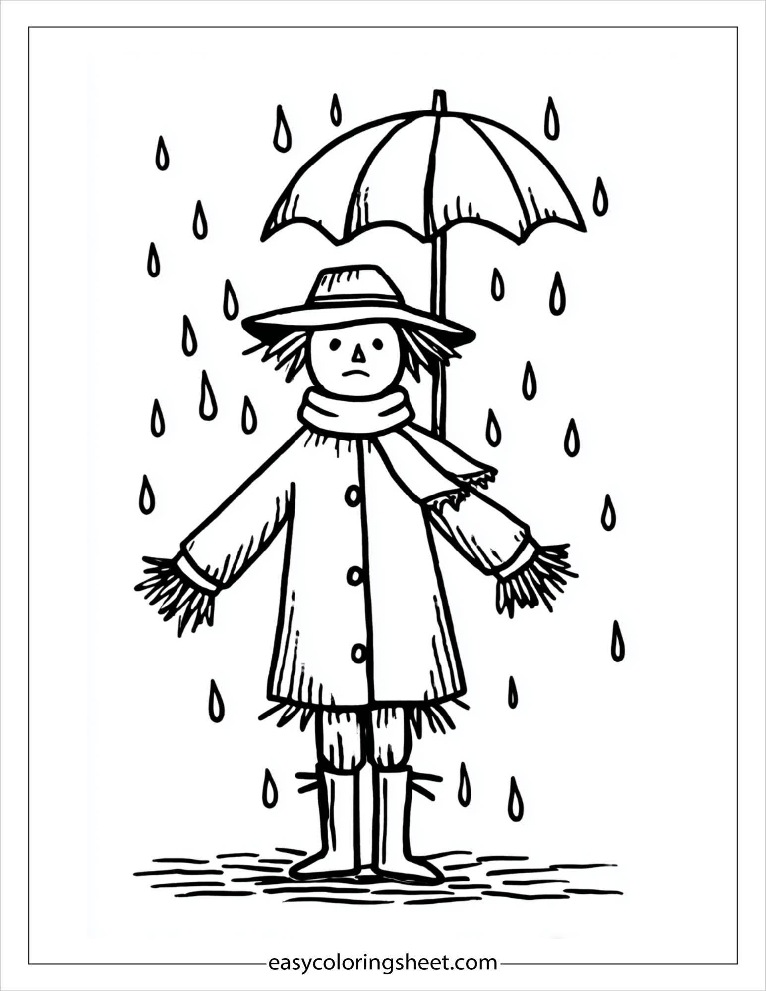 Scarecrow sad in the rain