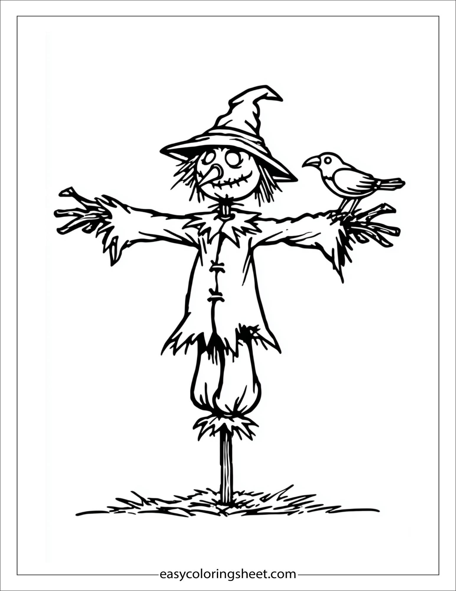 Scarecrow scared of a crow