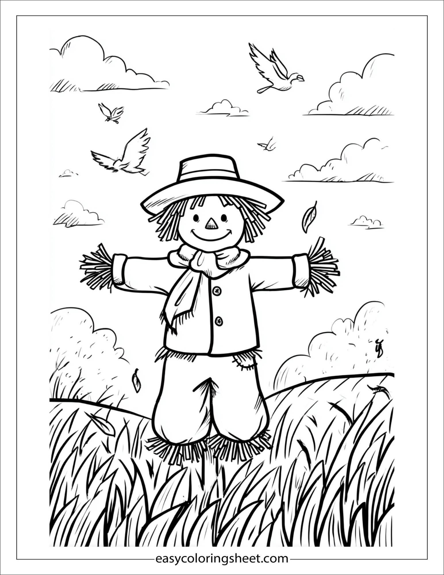 Scarecrow wearing a hat