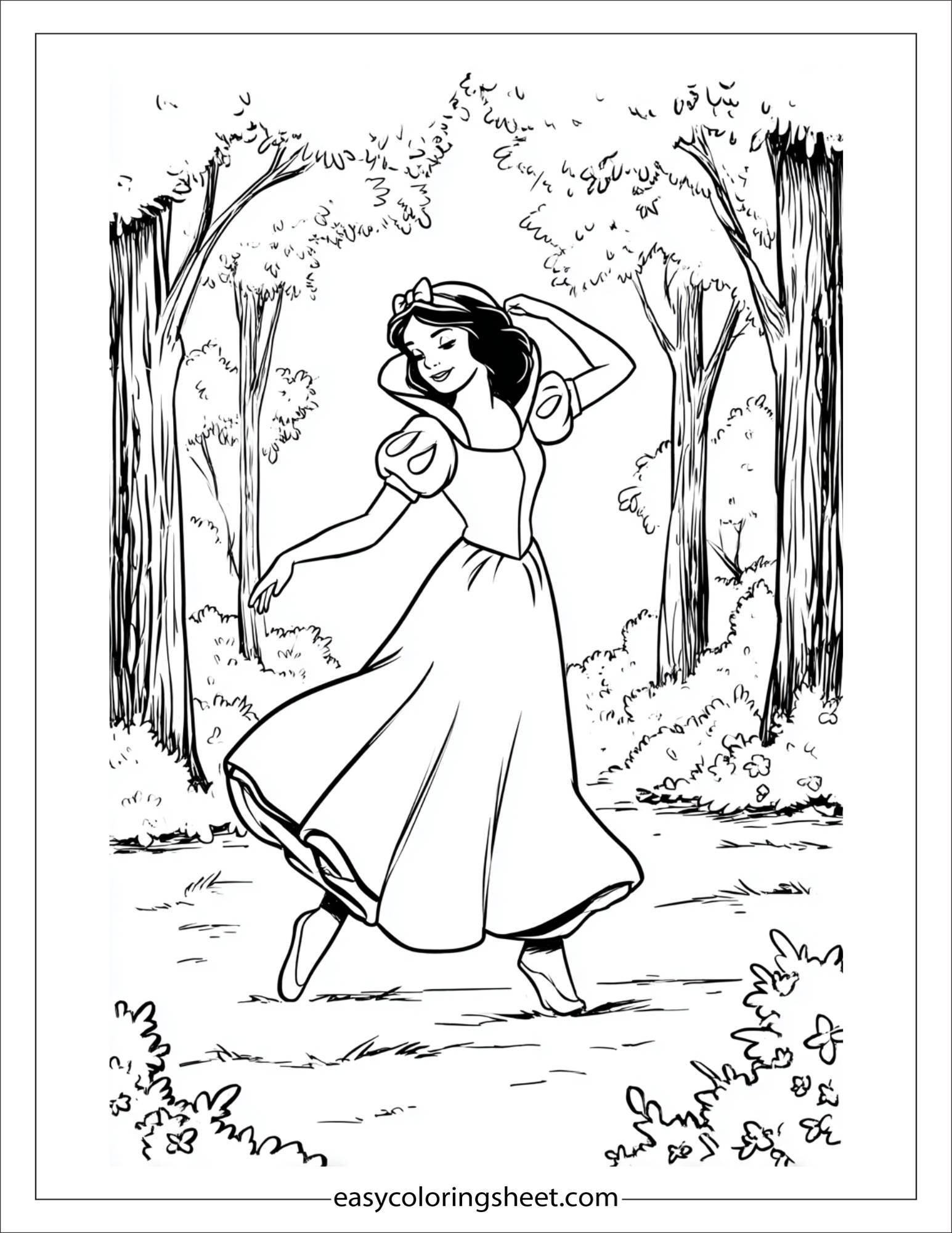 Snow White dancing in forest